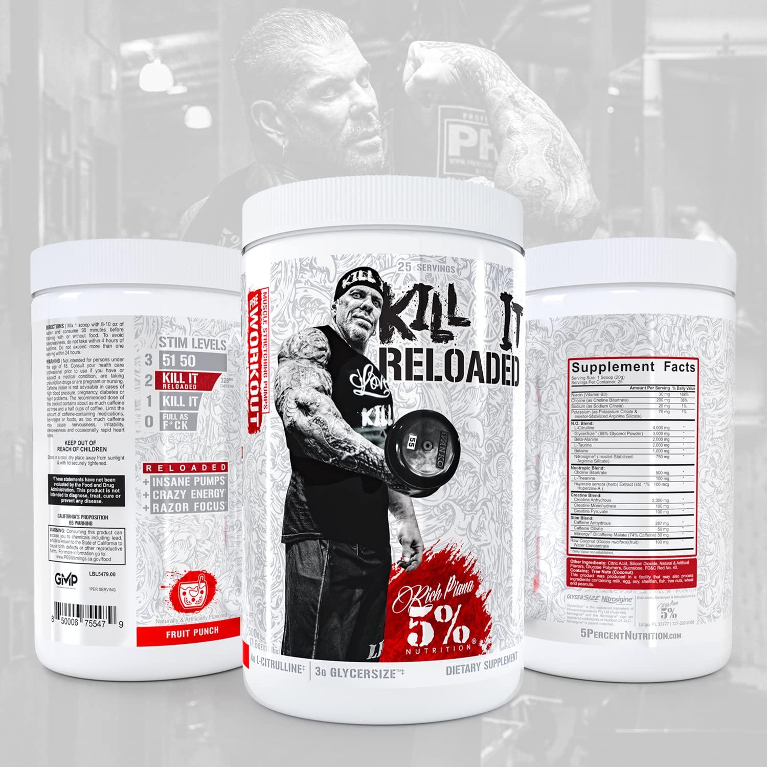 5% Nutrition Rich Piana Kill It Reloaded High Stim Pre-Workout | Ultra Energy, Focus 5% NutritionAu supplements