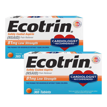 Ecotrin Safety Coated Aspirin Pain Reliever Tablets, Low Strength, NSAID 81mg, 365 ct (Pack of 2) EcotrinAu supplements