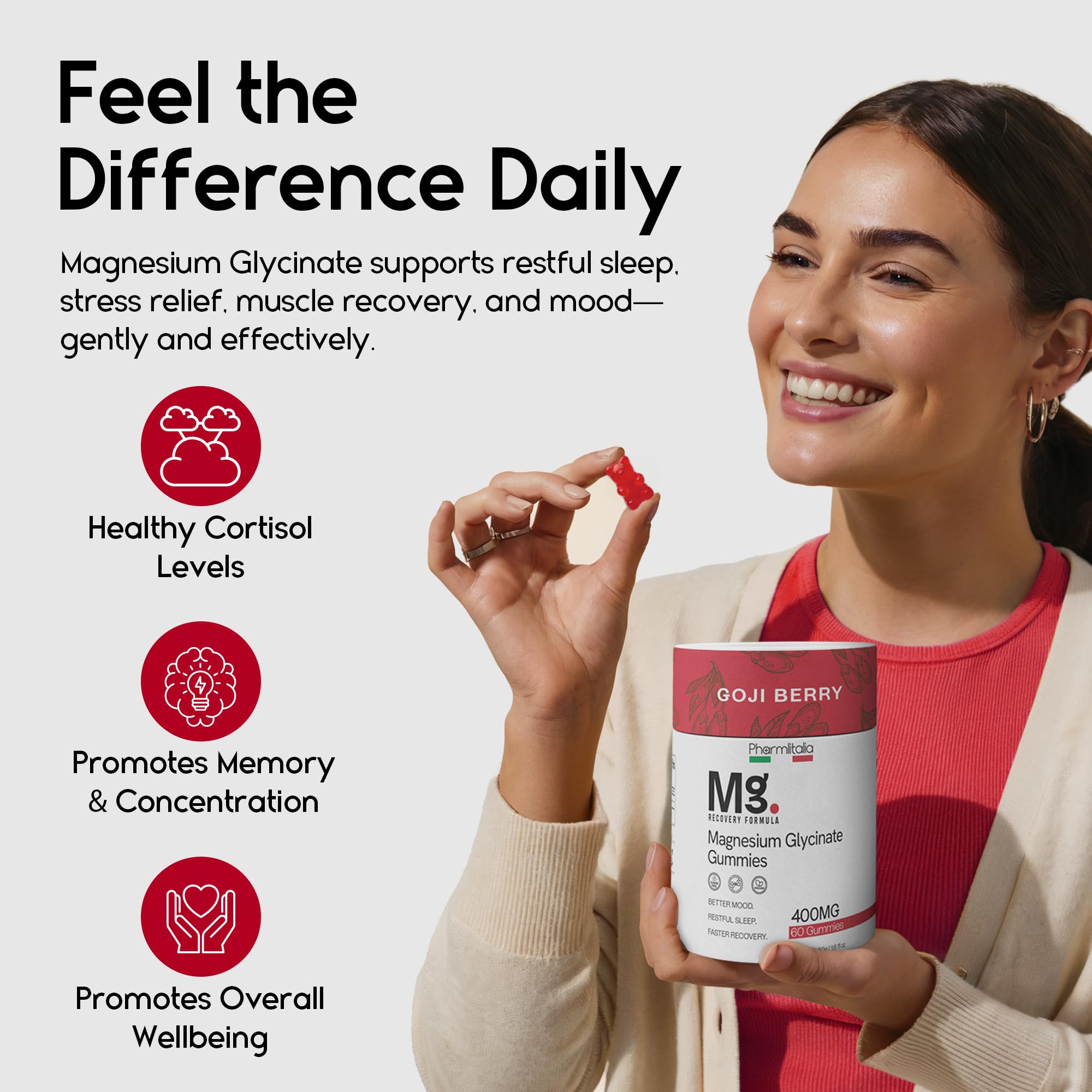 Magnesium Glycinate Gummies 400mg - Sleep Gummies for Kids & Adults - Magnesium Glycinate Chewable High Absorption for Muscle Recovery, Better Sleep & Relaxation (Gojiberry) PharmlitaliaAu supplements