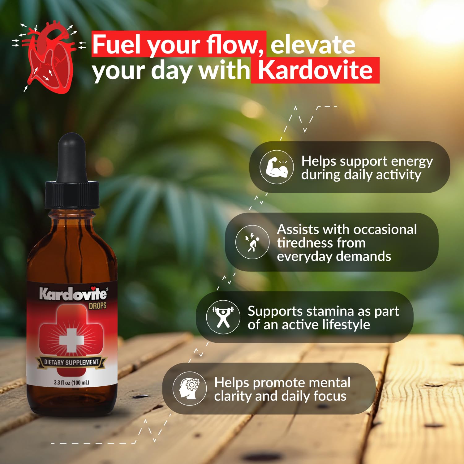 Kardovite Herbal Circulation Support Drops 100ml | Supports Circulatory Wellness with Hawthorn, Garlic, Ginkgo, Cayenne, Milk Thistle, Bilberry & Valerian | Supports Vitality & Daily Wellness KardoviteAu supplements