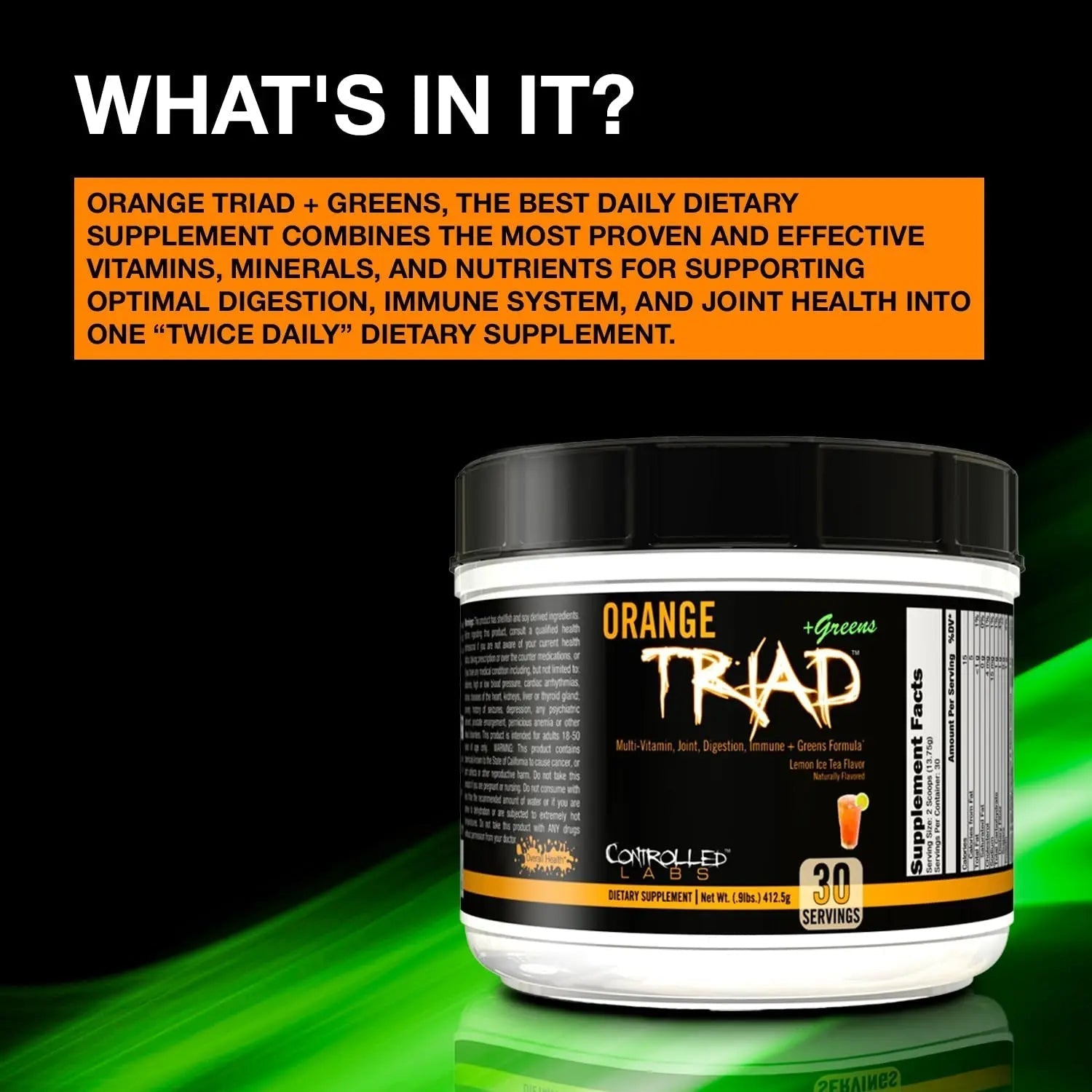 CONTROLLED LABS Orange Triad Plus Greens for Men and Women, 30 Servings Iron Free Sports Supplement for Overall Health CONTROLLED LABSAu supplements