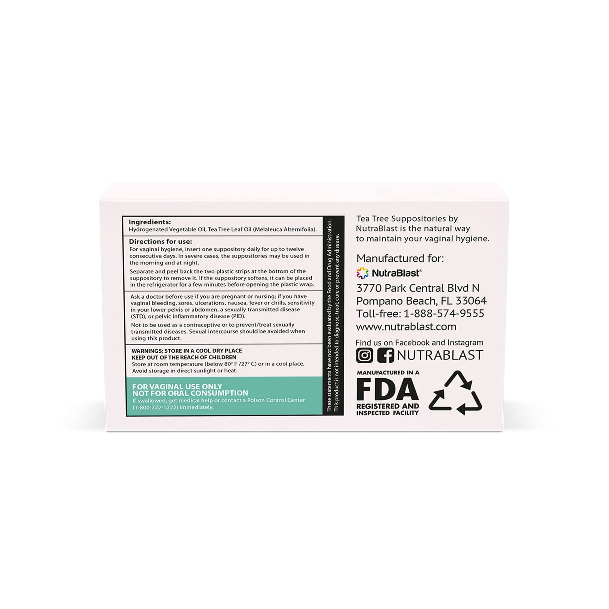 NutraBlast Tea Tree Oil Suppositories (12 Count) | All Natural Intimate Deodorant for Women NutraBlastAu supplements
