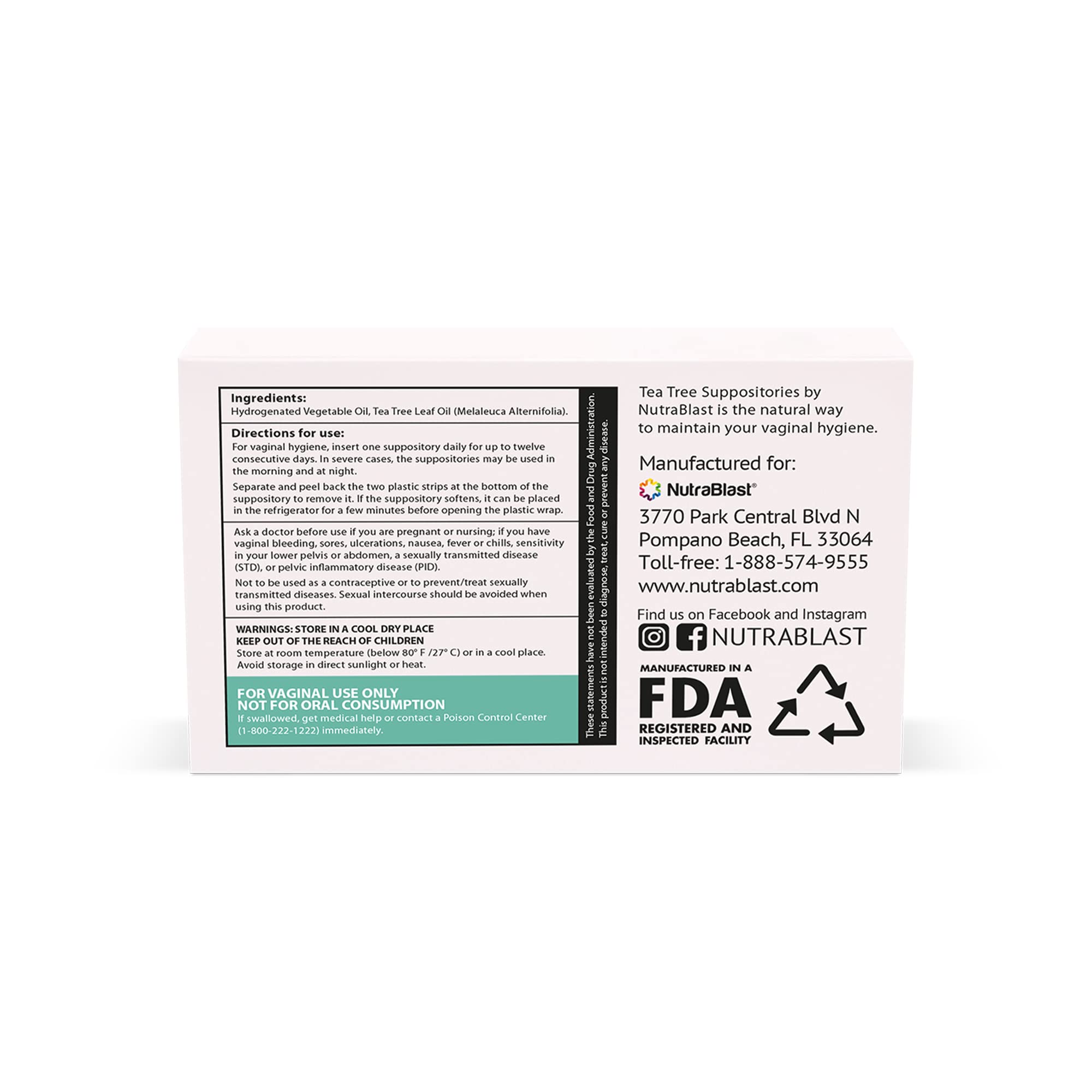 NutraBlast Tea Tree Oil Suppositories (12 Count) | All Natural Intimate Deodorant for Women NutraBlastAu supplements