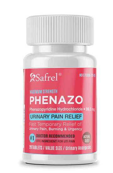 Safrel Urinary Pain Relief | UTI Relief | Fast Acting | Bladder Discomfort & Pain Relief | Phenazopyridine Hydrochloride 99.5mg (28 Count) SafrelAu supplements