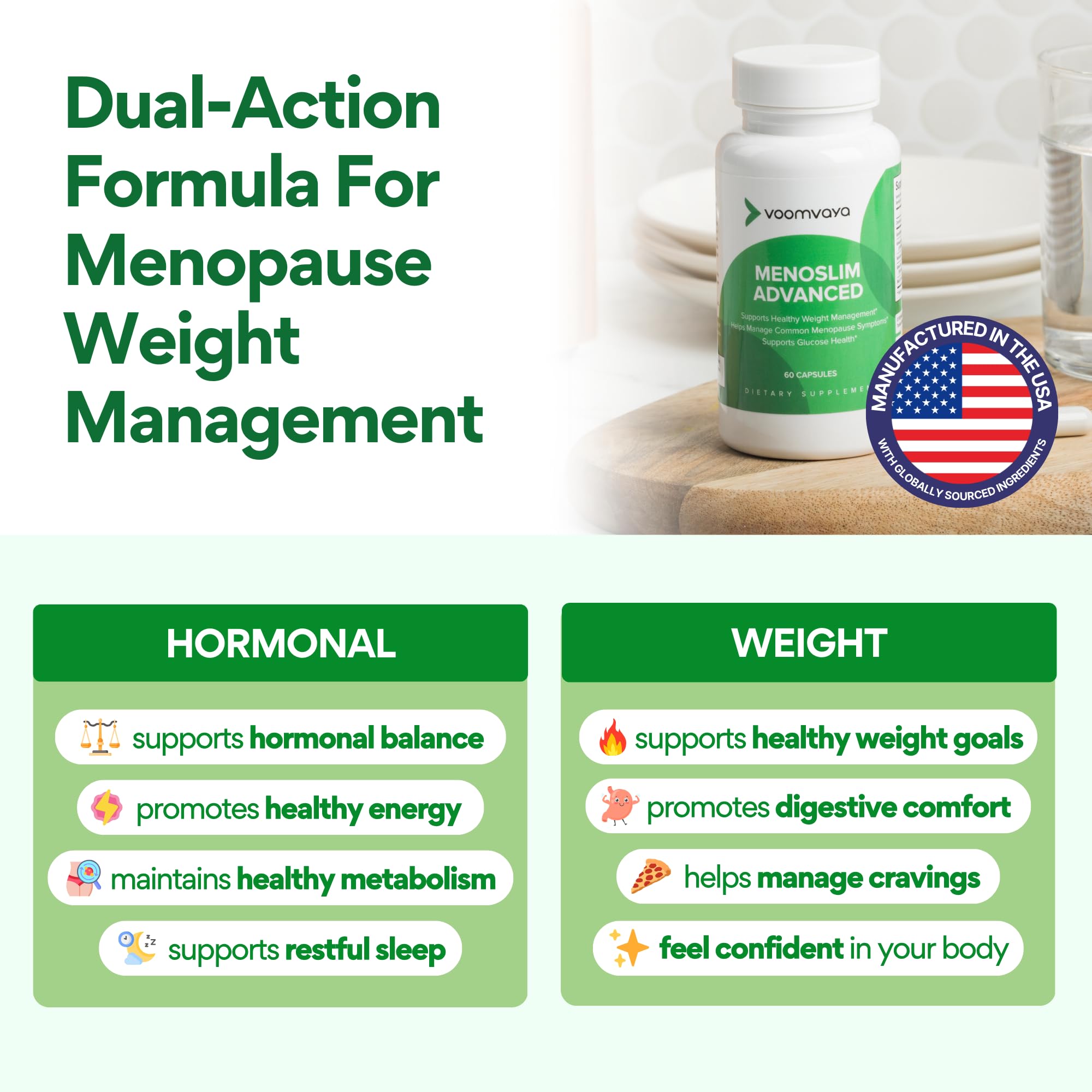 VoomVaya MenoSlim Advanced Menopause Weight Loss for Women – Menopause & Perimenopause Supplement for Women – Supports Healthy Metabolism & Overall Wellness – 60 Capsules VoomVayaAu supplements