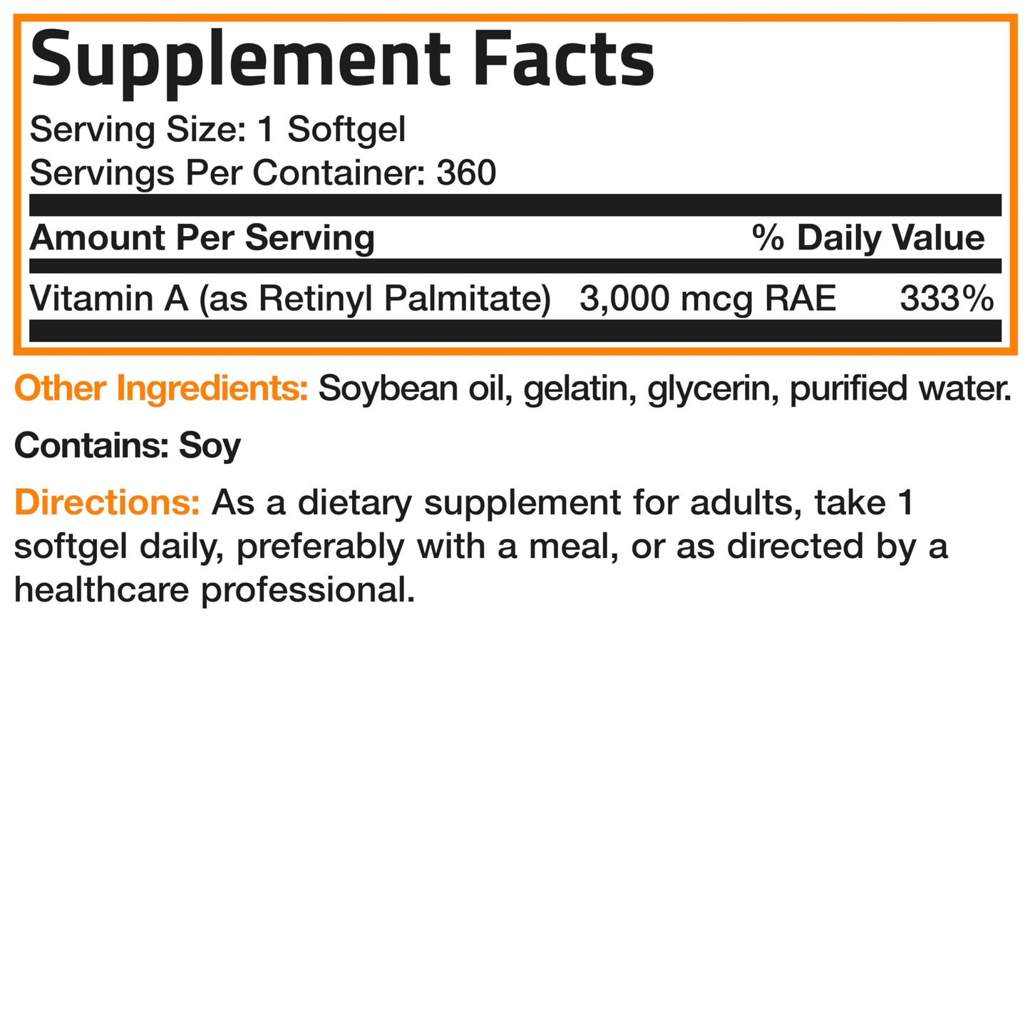 Bronson Vitamin A 10,000 IU Premium Non-GMO Formula Supports Healthy Vision & Immune System and Healthy Growth & Reproduction, 360 Softgels BronsonUS supplements