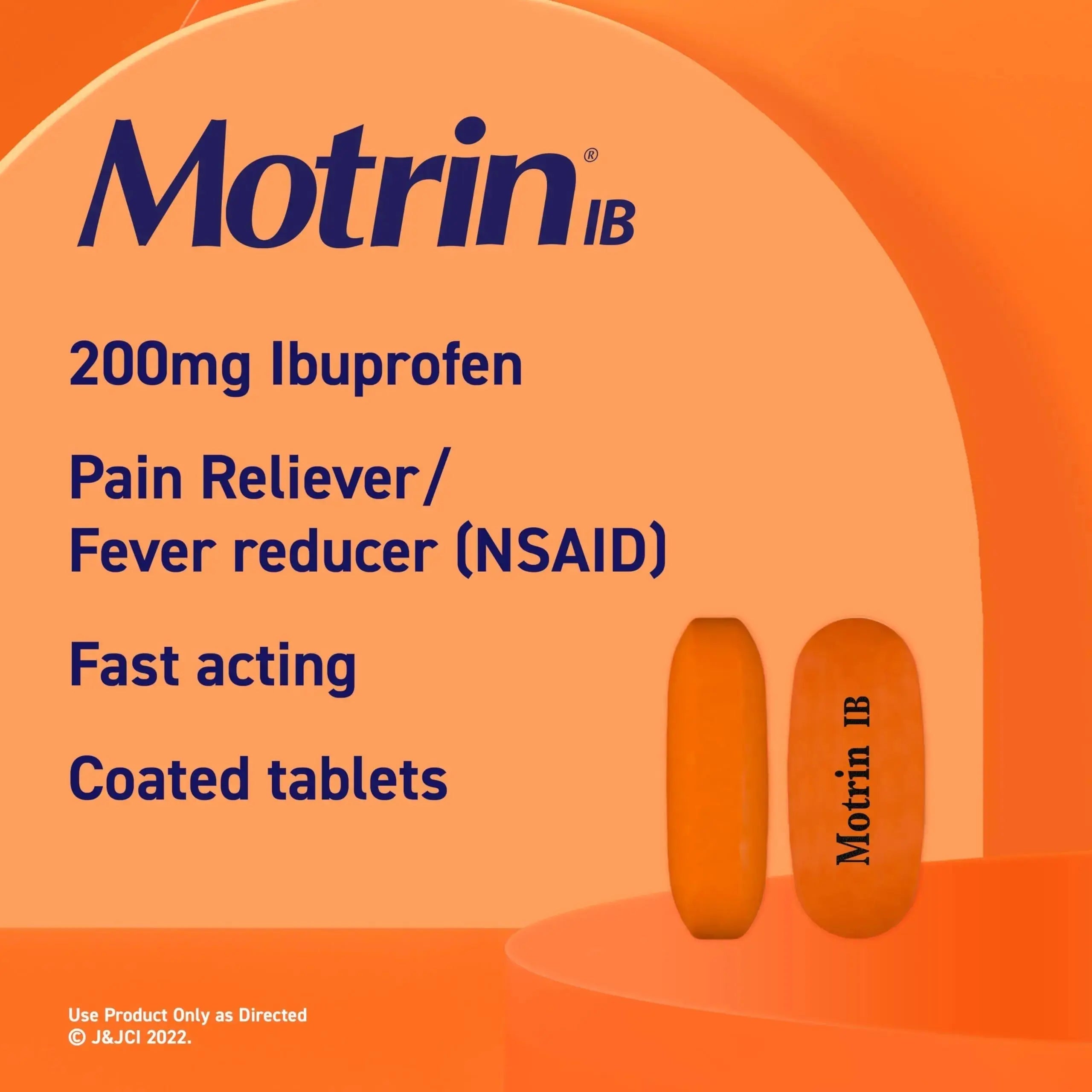 Motrin IB, Ibuprofen 200mg Tablets, NSAID Pain & Fever Reliever for Headache, Backache, Muscular Aches, Arthritis Pain Reliever, 50 Travel Packets of 2, 100 ct MotrinAu supplements