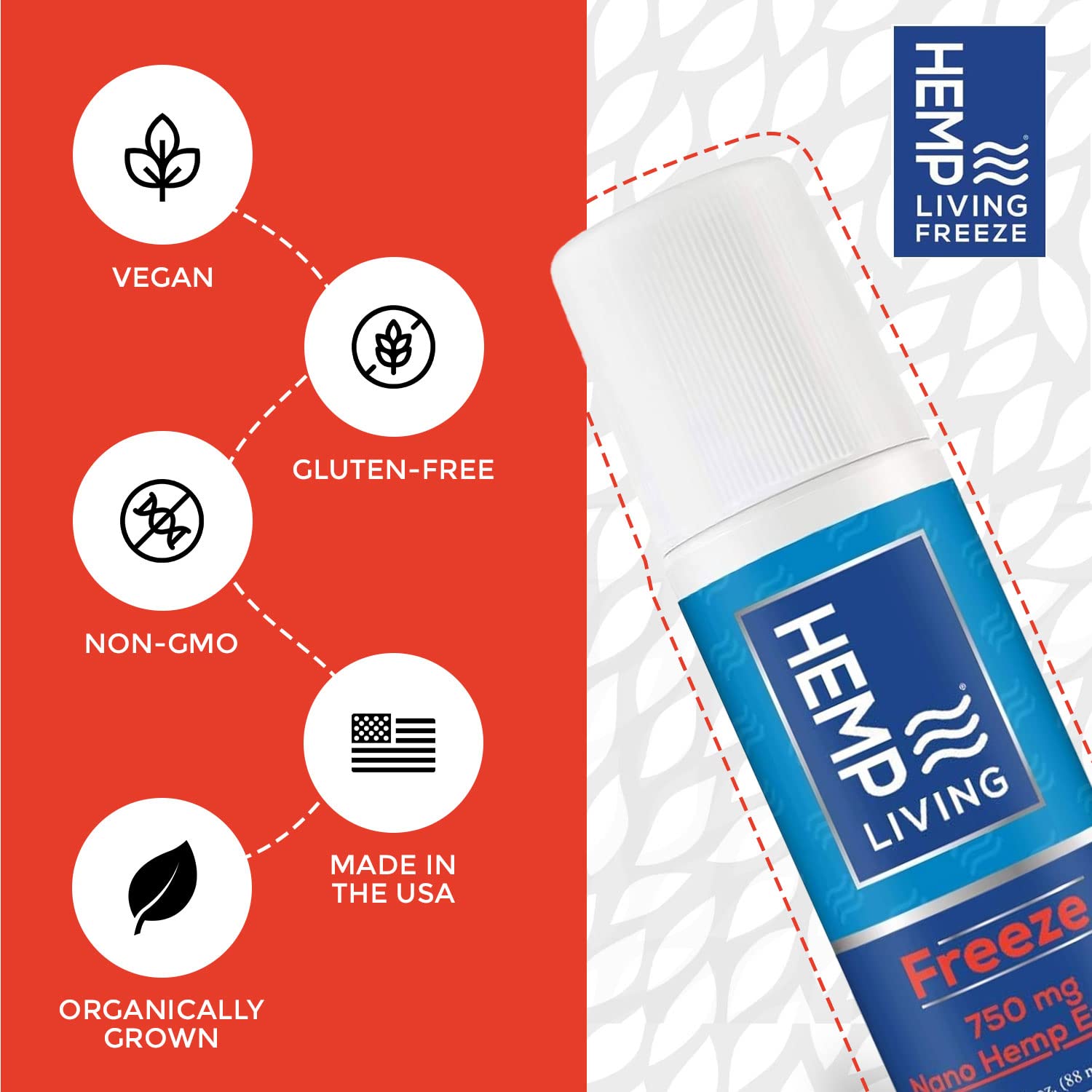 HEMP LIVING Freeze Nano Hemp Extract Roll On, Cold Therapy, Roll On for Muscles and Joint Strain, 3 oz Roll on Bottle (750 mg) HEMP LIVINGAu supplements