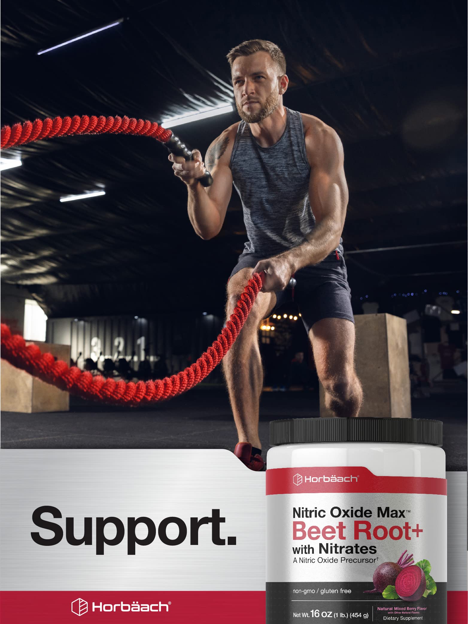 Nitric Oxide Beet Root Powder | 16 oz (454g) | Natural Mixed Berry Flavor | with Nitrates HorbäachAu supplements