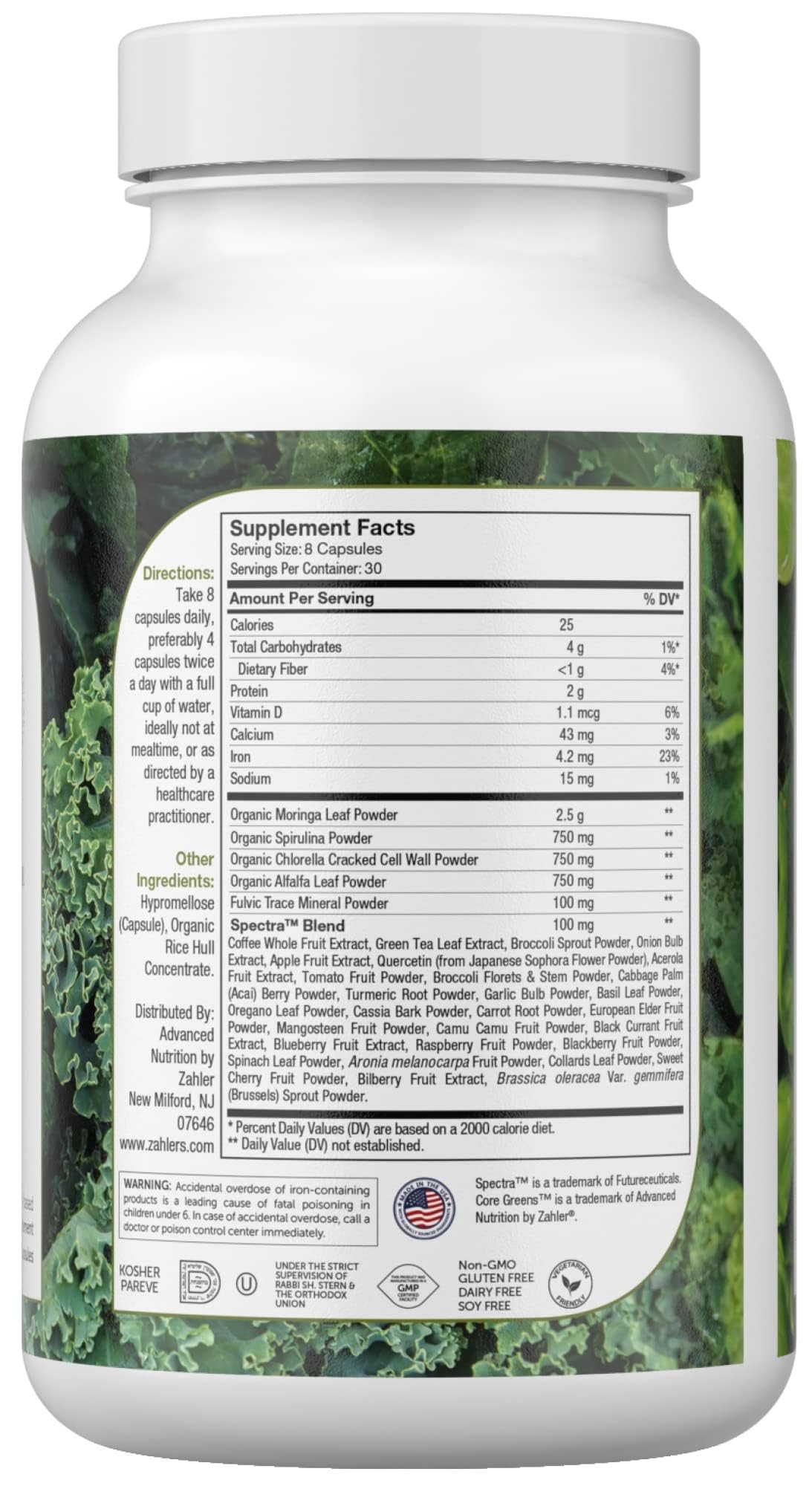 Zahler Core Greens, Superfood Greens Capsules, Super Greens with Spirulina, Chlorella, Spectra Blend and More, Kosher, 240 Capsule (240 Capsules) ZahlerAu supplements