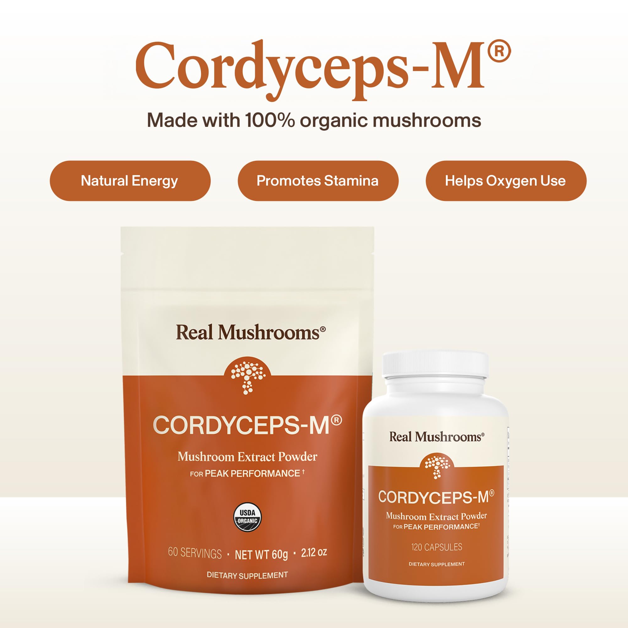 Real Mushrooms Supplement Capsules - Cordyceps Mushroom Powder Rich in Beta Glucans - Mushroom Pills Cordyceps for Energy and Performance - Vegan, Non-GMO, No Grain Fillers, 120 ct Real MushroomsAu supplements
