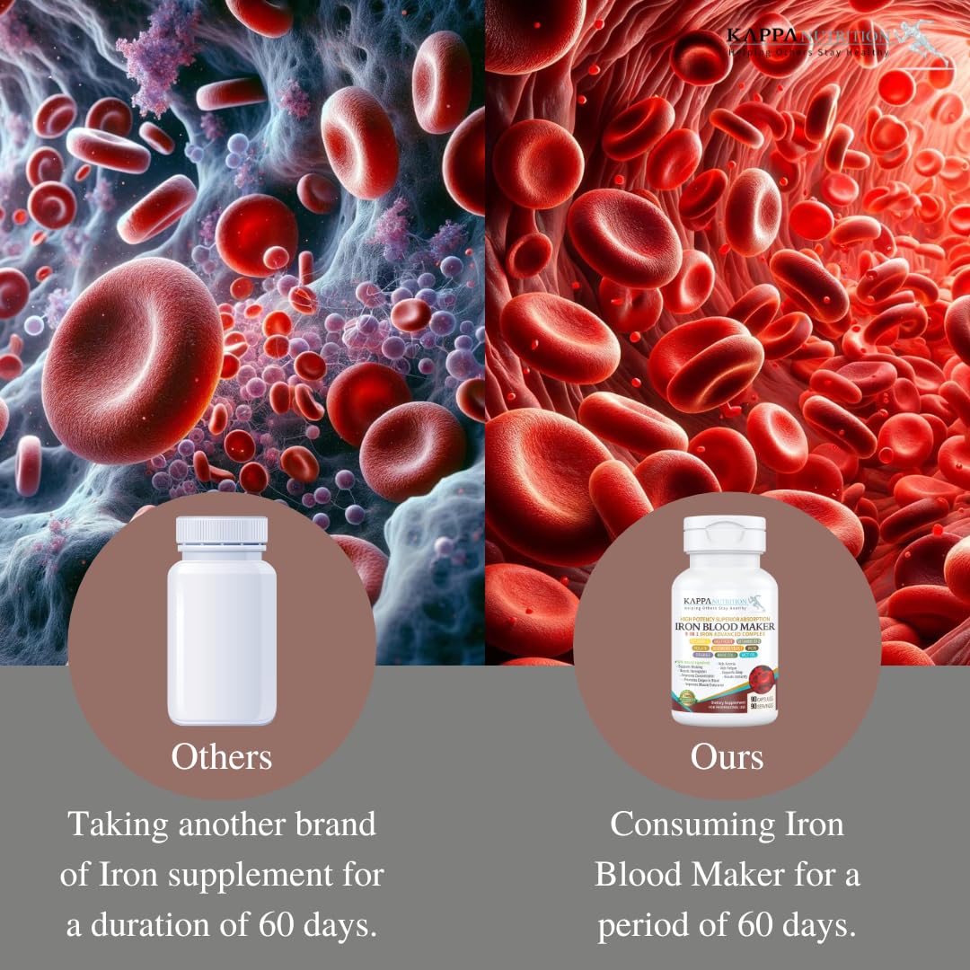 KAPPA NUTRITION Iron 26mg, Vitamin C & Orange 150mg, Folate 667mcg DFE, Vitamin B12, Beetroot, Brewers Yeast, Broccoli & MCT Oil 9 in 1 Advanced Complex (90 Capsules) KAPPA NUTRITIONAu supplements