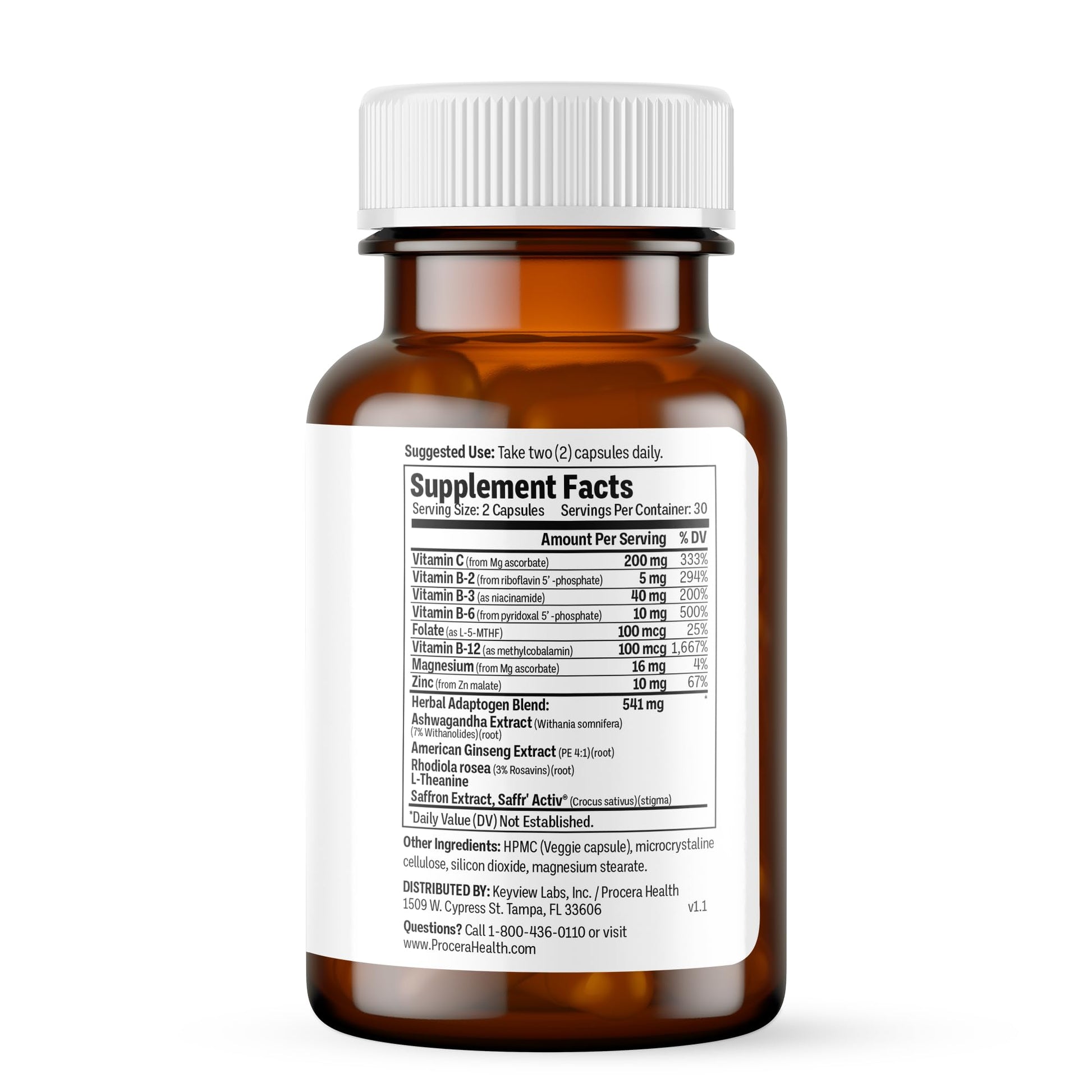Procera Mood Support - Boost Mental Performance - Clarity - Mood Stability - Stress - Anxiousness - Mental Fatigue - Adaptogens - Saffron - Magnesium - Ashwagandha - Rhodiola - 60 Count ProceraAu supplements