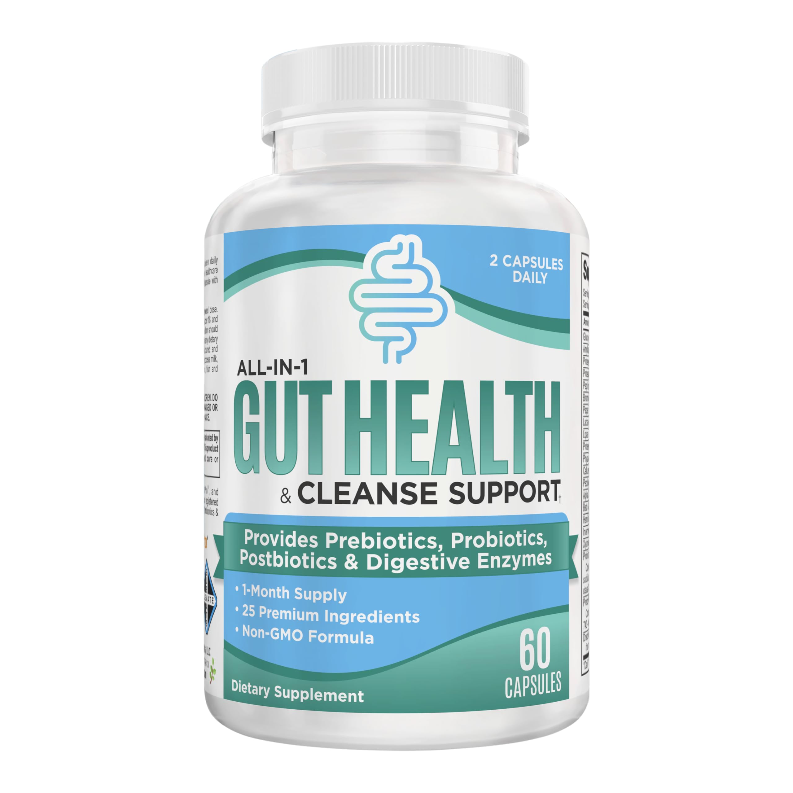 Gut Health Support Supplement (25-in-1) with Prebiotics, Probiotics, Postbiotics & Digestive Enzymes | Gut Supplements | 60 Capsules Elevate Recovery SupplementsAu supplements