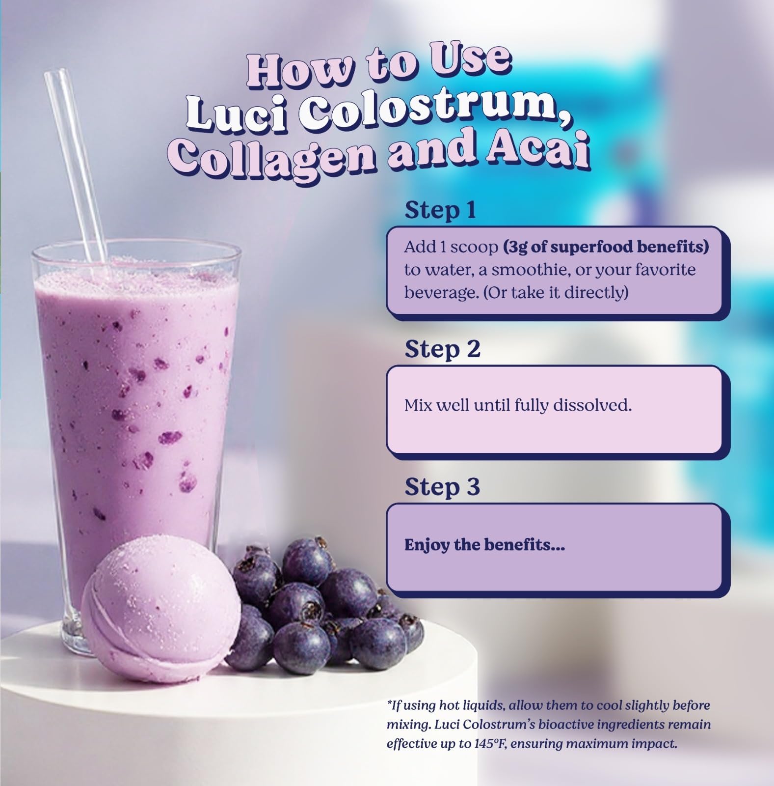 Luci Colostrum Powder 60 Servings, 3 in 1 with Collagen Peptides and Acai, Bovine Colostrum for Gut Health, Bloating, Collagen Protein for Muscle, Skin, Hair, Nails and Immunity, Gluten & Fat Free Luci NutritionAu supplements
