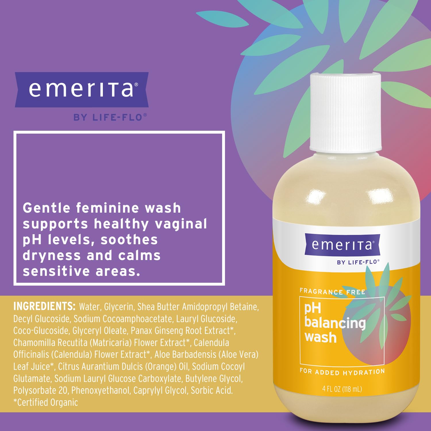 Emerita by Life-flo pH Balancing Feminine Wash, Hydrating Cleanser Soothes Delicate Areas EmeritaAu supplements