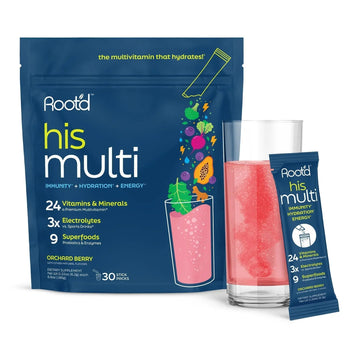 Root'd Multivitamin Powder for Men - 24 Vitamins & Minerals with 3X Electrolytes, 9 Organic Superfoods, Probiotics & Enzymes Root'dAu supplements