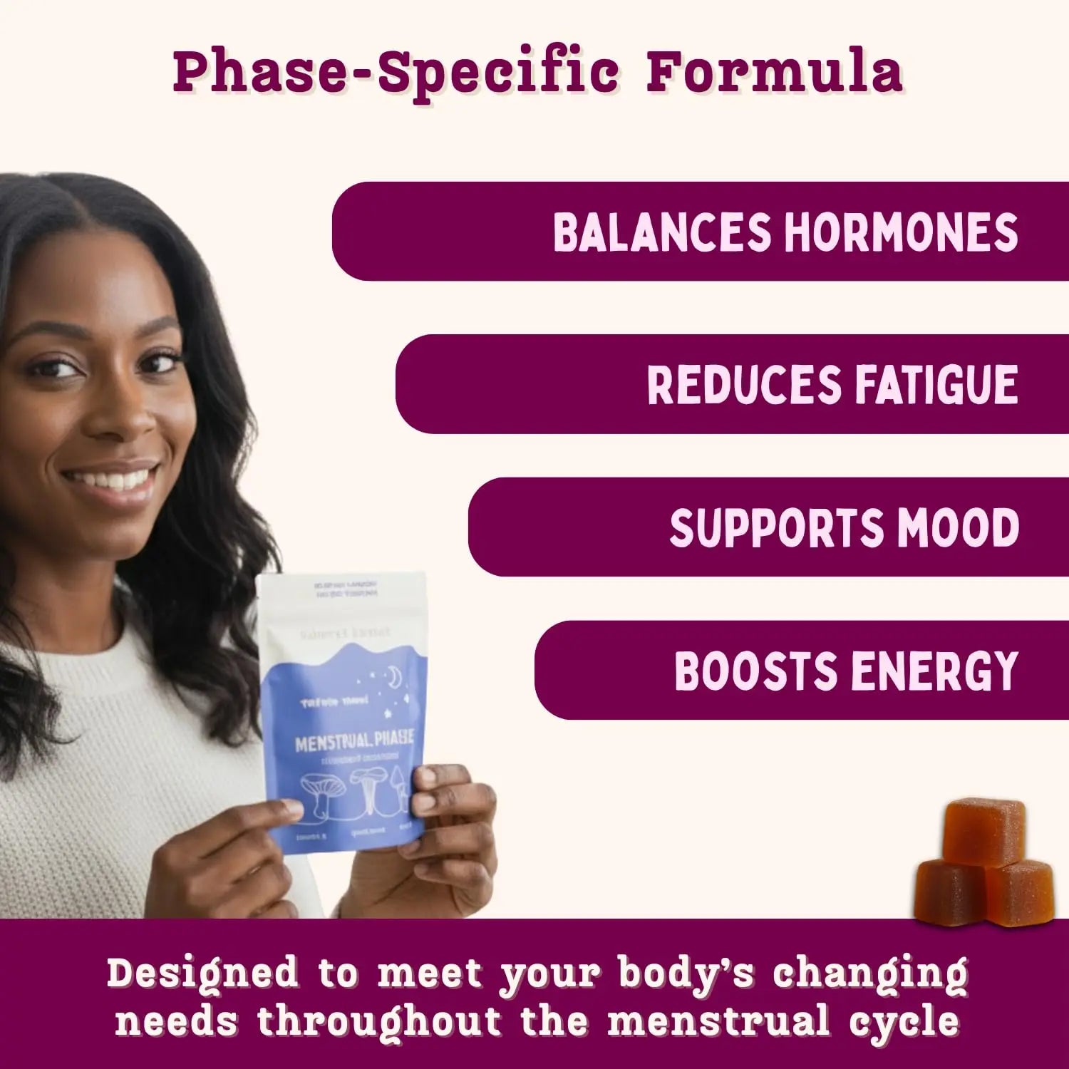 Period ovulatory & PMS Support Supplement for Women – Hormone Balance + 4-Phase Menstrual Cycle Kit | Vegan Functional Mushroom Gummies by Baker’s Botanics (Pack of 6)(30 Gummies) Baker's BotanicsAu supplements
