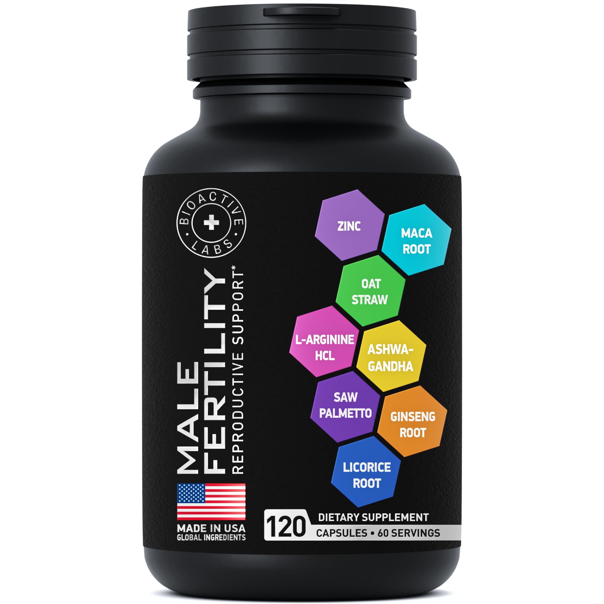Fertility Supplements for Men - Zinc, Maca, Ashwagandha, L-Arginine - Male Vitality Conception for Him - Count and Motility Pregnancy Aid - Vitamins and Male Fertility Support Supplement - 120 Pills BIOACTIVE LABSAu supplements