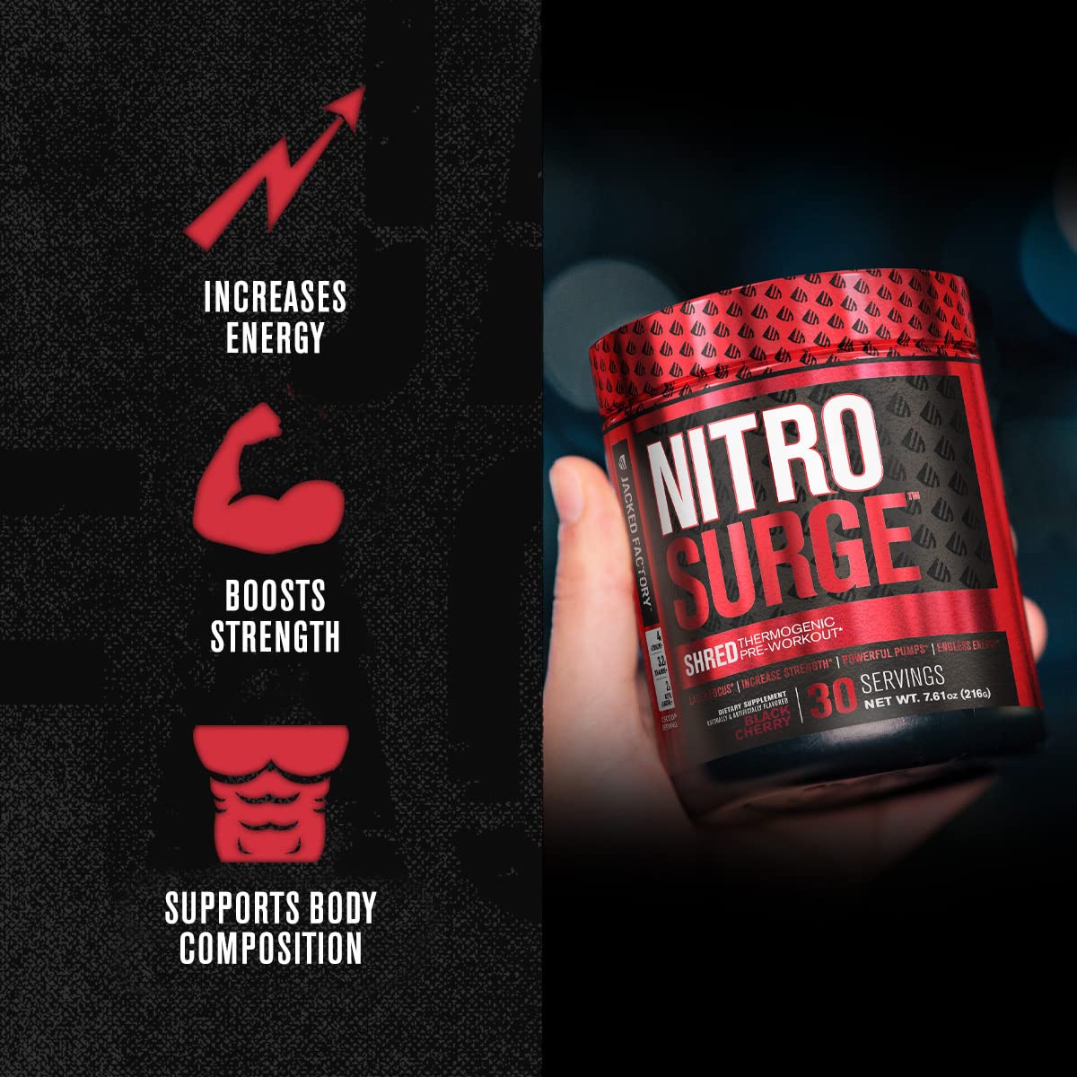 Jacked Factory Nitrosurge Pre-Workout in Cherry Limeade & Watermelon Nitrosurge Shred Jacked FactoryAu supplements