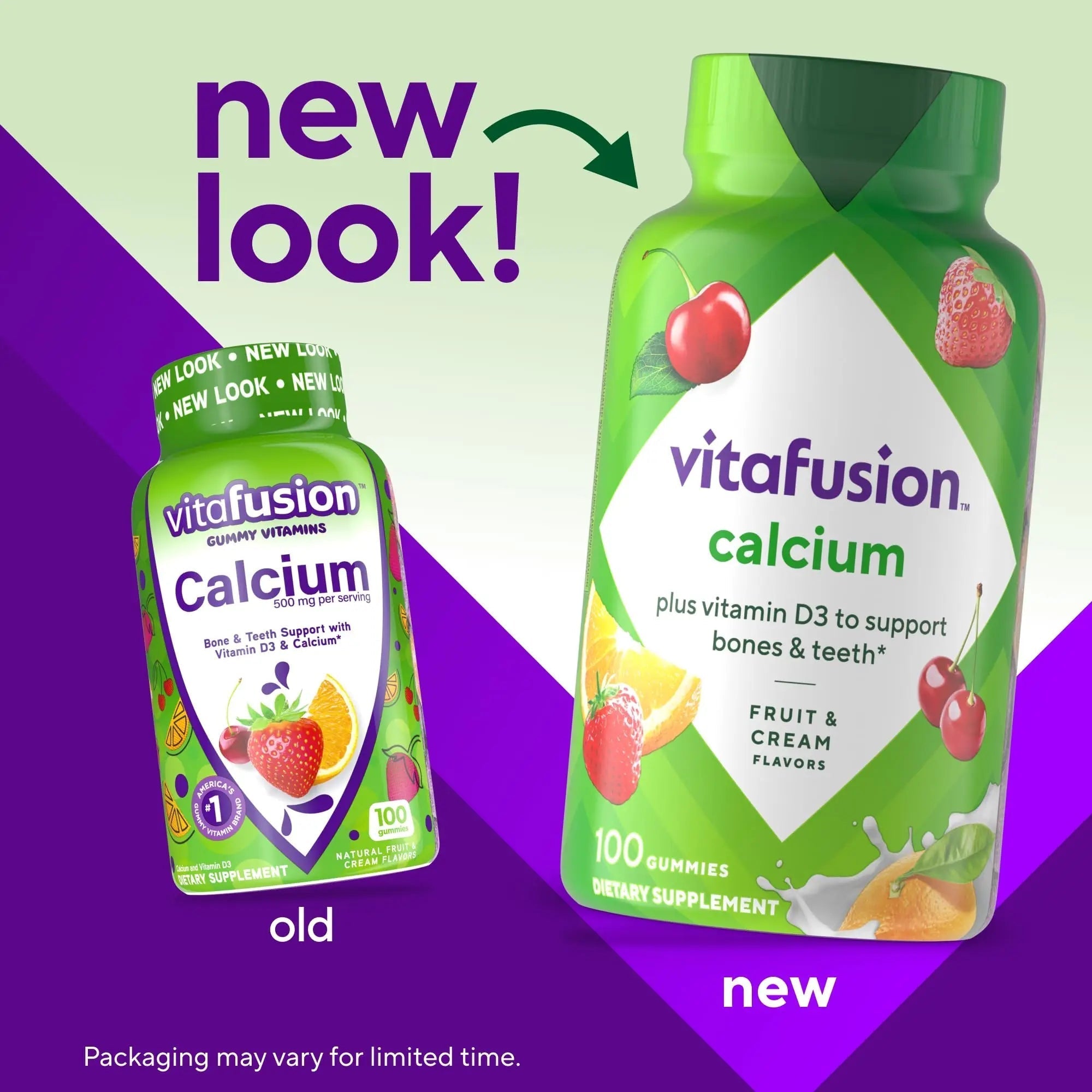 vitafusion Chewable Calcium Gummy Vitamins for Bone and Teeth Support, Calcium Gummies, Fruit and Cream Flavor, 100 Count, 50 Day Supply VitafusionAu supplements