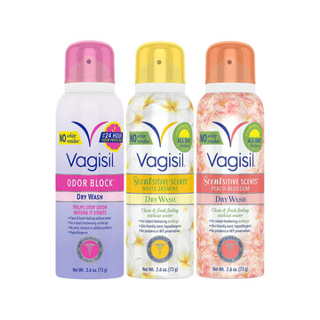 Vagisil Feminine Dry Wash Deodorant Spray for Women, Gynecologist Tested, Paraben Free, 3 Scent VagisilAu supplements