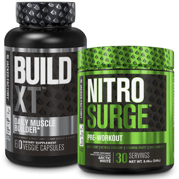 Jacked Factory Nitrosurge Pre-Workout in Arctic White & Build XT Muscle Building Bundle Jacked FactoryAu supplements