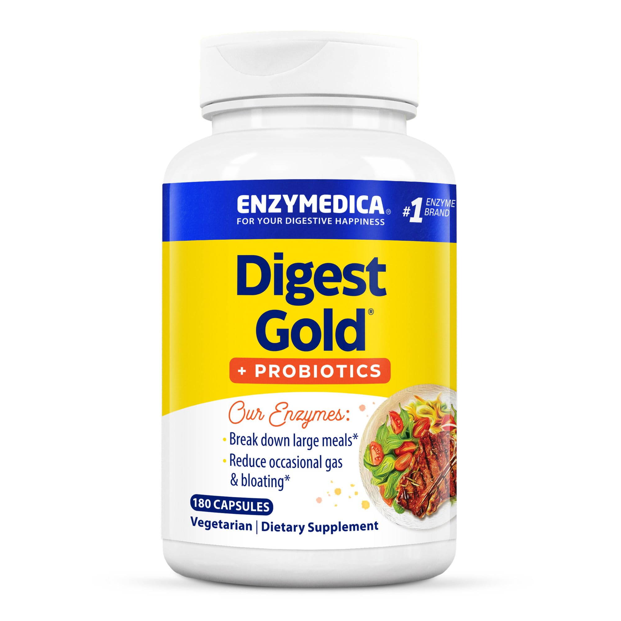 Enzymedica Digest Gold + Probiotics, 2-in-1 Digestive Enzymes & Probiotic Support, Promotes Gut Health with 1 Billion Active Cultures, 180 Capsules EnzymedicaAu supplements