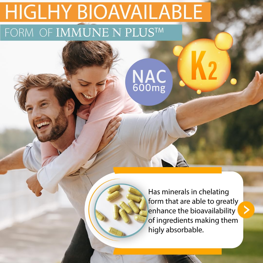 (60 Capsules), NAC 600mg, Quercetin 1,000mg, Vitamin C 500mg, Zinc 50mg, Vitamin D3 5,000iu, Selenium, Copper, Acerola, Ginger, Rutin, Citrus Bioflavonoids, Rose Hips, Echinacea, Immune N Plus 15 in 1 KAPPA NUTRITIONAu supplements