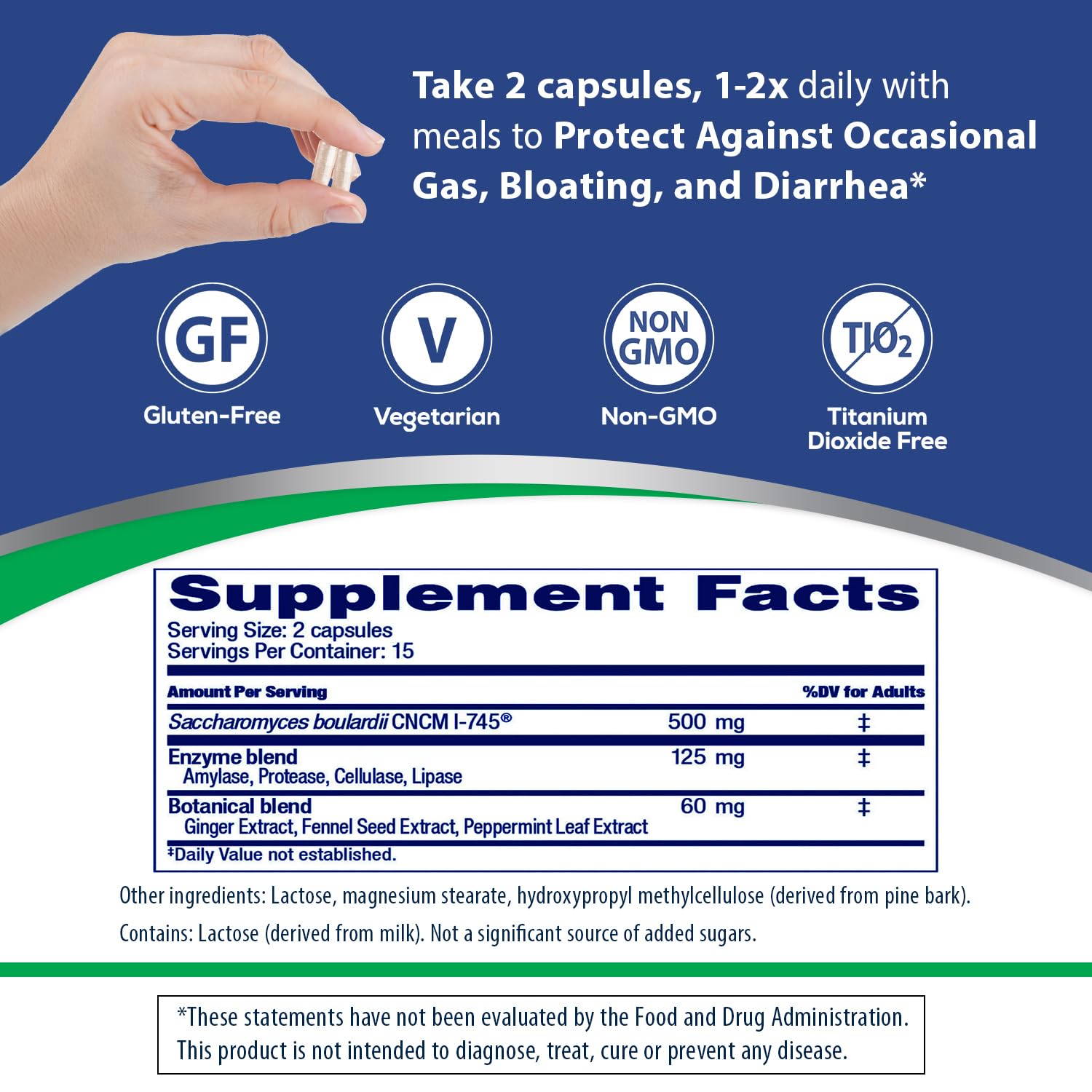 Florastor Advanced Gas and Bloat Probiotic, Digestive Enzymes and Botanicals, Plus Probiotics for Digestive Health, 30 Capsules FlorastorAu supplements