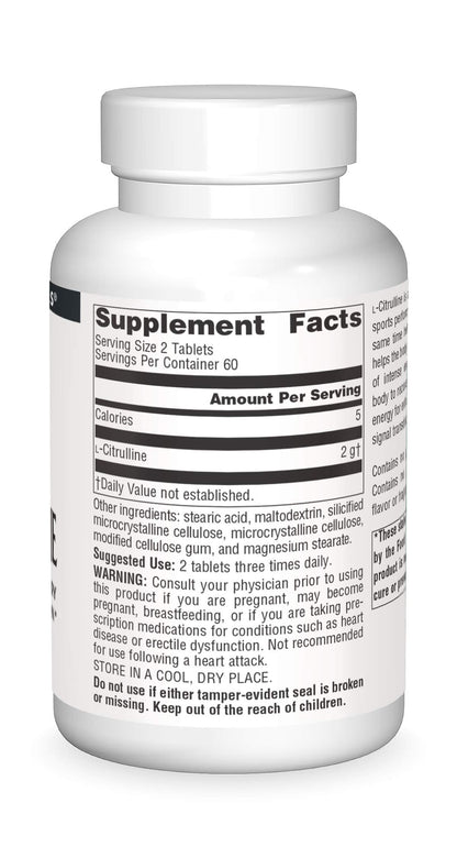 Source Naturals L-Citrulline 1000mg - Nitric Oxcide Booster - 120 Tablets Source NaturalsUS supplements