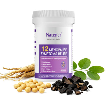 Natener Menopause Supplement for Women, Relieves 12 Menopausal Symptoms* | Black Cohosh + Soy Isoflavones + Ashwagandha + Moringa | for Alleviate Hot Flashes*, Night Sweats*, Weight* & Mood Swings* NatenerAu supplements