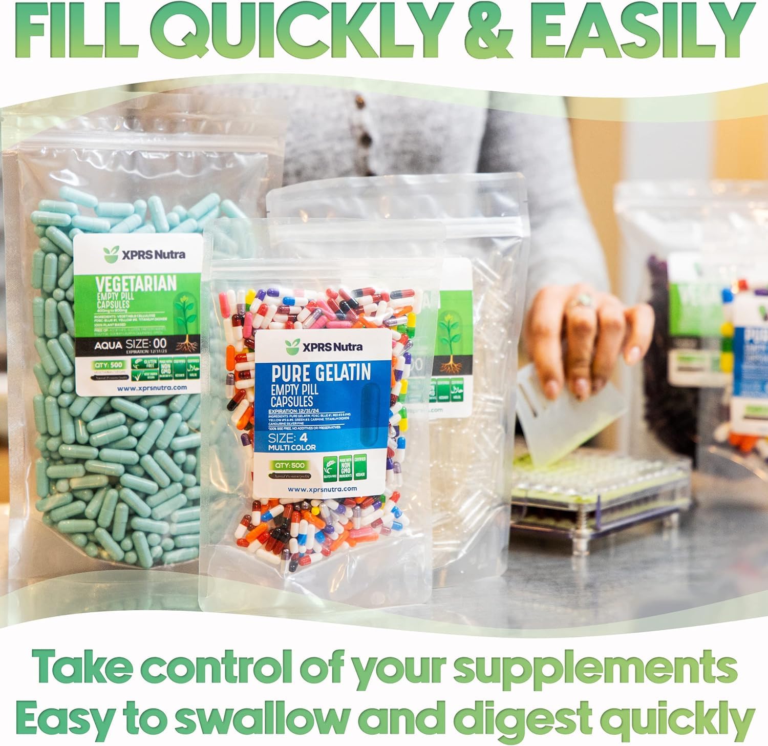 XPRS Nutra Size 0 Empty Capsules - 100 Clear Count Empty Vegan Capsules - Vegetarian Pill - DIY Vegetable Capsule Filling -Veggie Pills for Do-It-Yourself Supplements XPRS NutraAu supplements