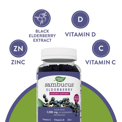 Nature's Way Sambucus Elderberry Gummies - Immune Support Supplement for Kids Nature's WayUS supplements