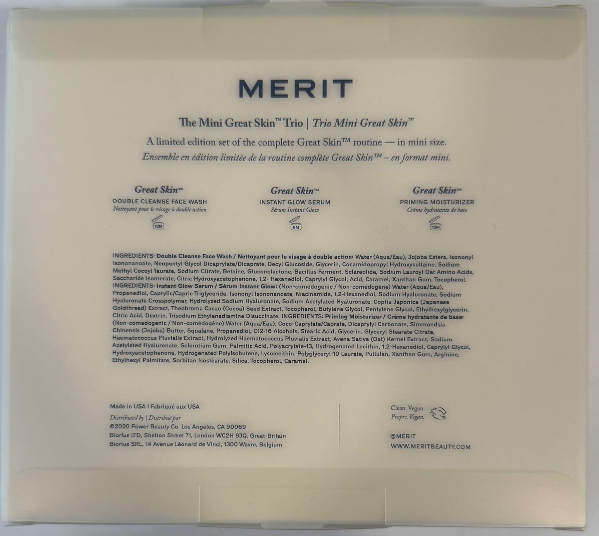 MERIT The Mini Great Skin Trio – Limited Edition Skincare Set with Double Cleanse Face Wash (15 ml), Instant Glow Serum (15 ml), and Priming Moisturizer (50 ml) MeritAu supplements