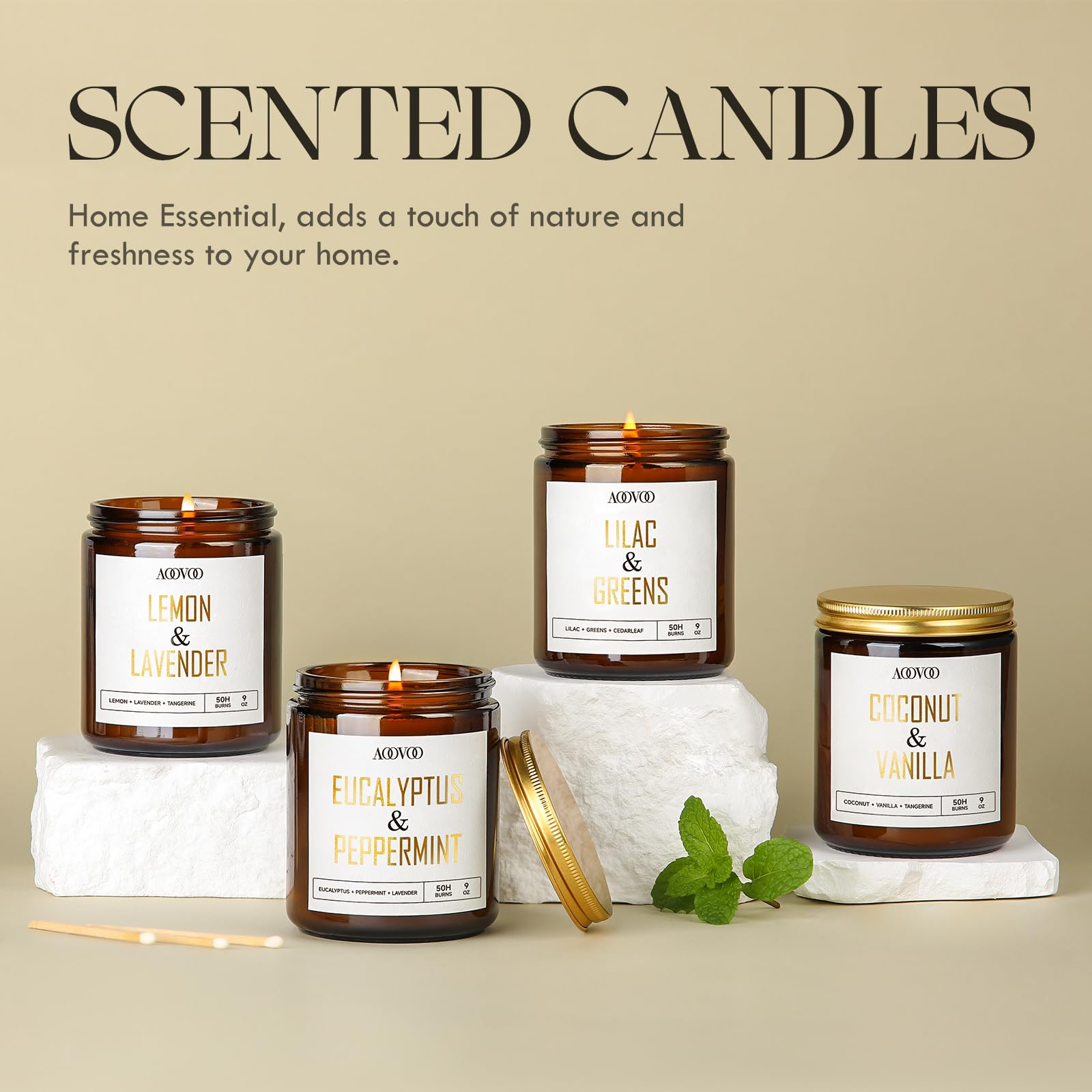 AOOVOO Lilac Candle, Candles Gifts for Women, Green Leaves Lilac Candle, Scented Candle AOOVOOAu supplements