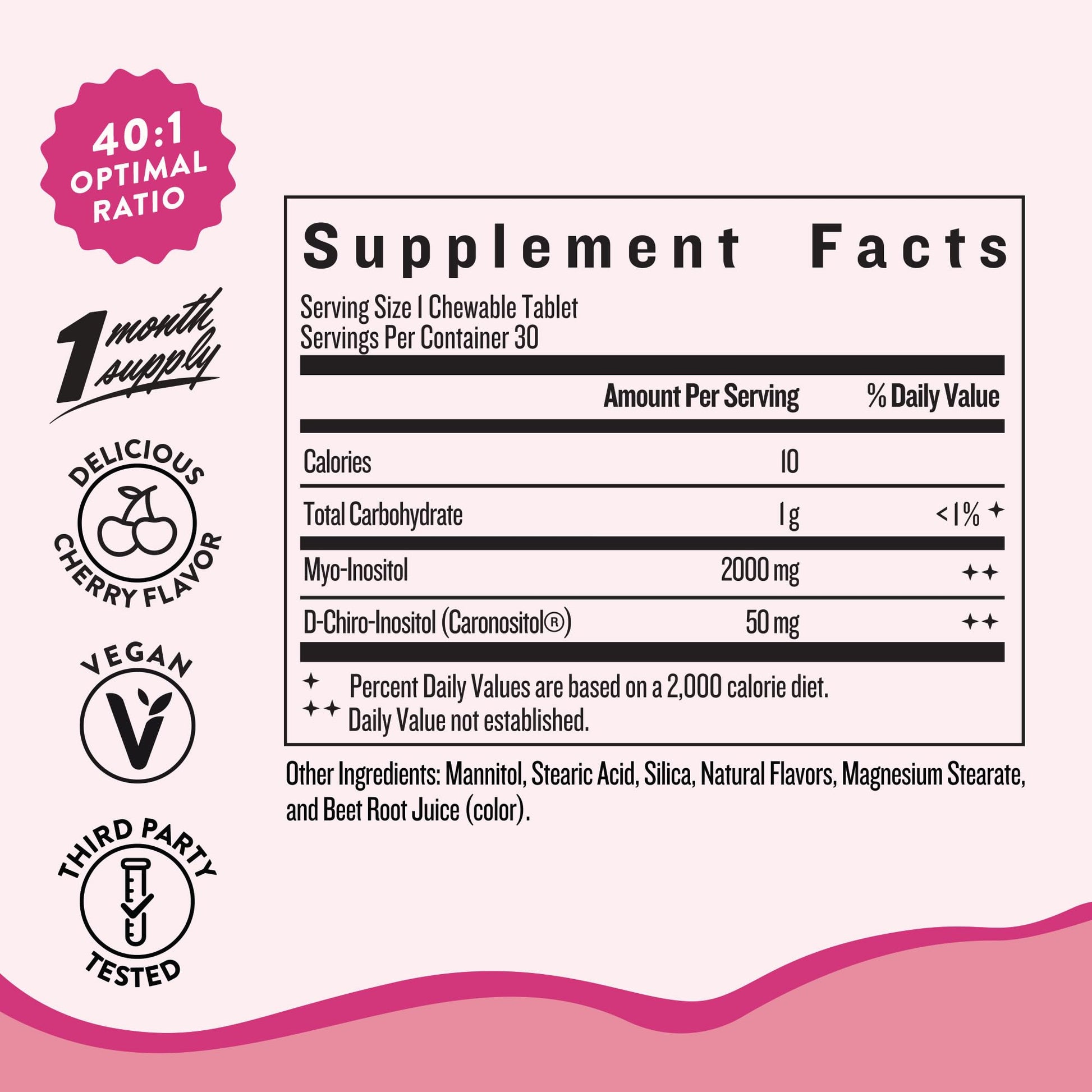 Legendairy Milk Myo-Inositol & D-Chiro Inositol Supplement for Women, 40:1 Ratio, PCOS & Fertility Support, Hormone Balance, Sugar Free Vegan Chewable Tablets, Cherry Flavor, 30 Day Supply Legendairy MilkAu supplements