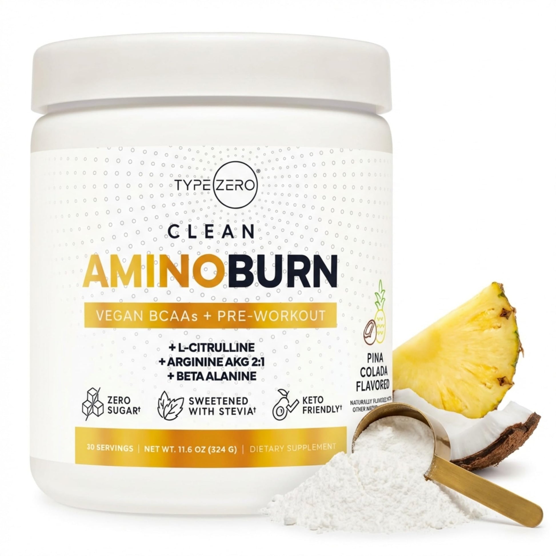 Type Zero Amino Burn Vegan BCAAs + Pre-Workout (Pina Colada Flavored) Type ZeroUS supplements