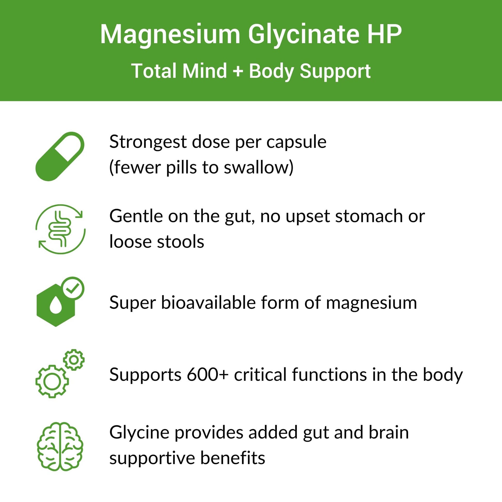 Healthy Gut Magnesium-HP | Ultra Pure Magnesium Glycinate Capsules with Zero Fillers | 180 mg Magnesium Glycinate | 90 Servings Healthy GutAu supplements