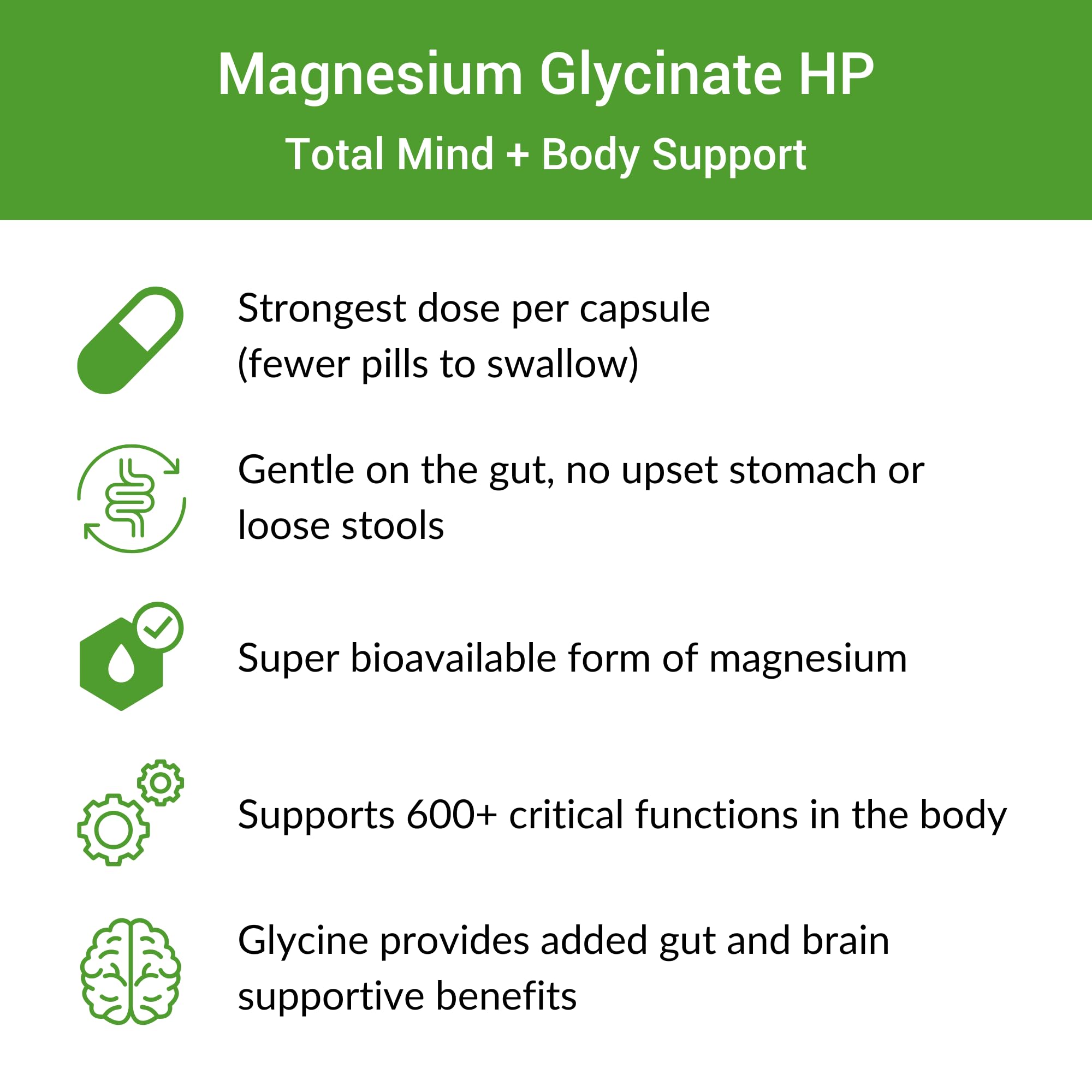 Healthy Gut Magnesium-HP | Ultra Pure Magnesium Glycinate Capsules with Zero Fillers | 180 mg Magnesium Glycinate | 90 Servings Healthy GutAu supplements