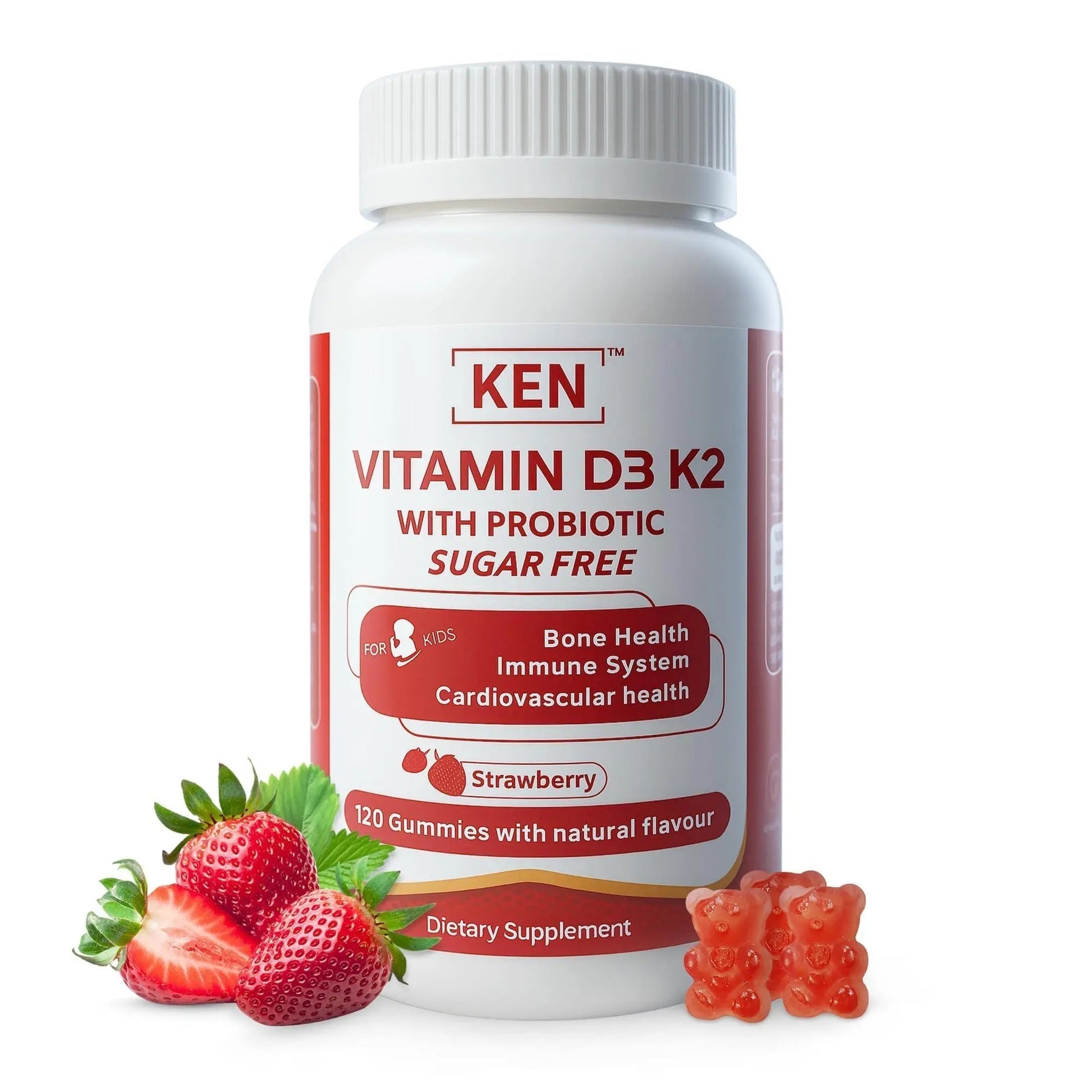 KEN Vitamin D3 K2 with Probiotic for Kids, Sugar-Free Gummies for Calcium Absorption, Bone Support, 5 Billion CFU Probiotics for Gut Balance and Immune Function KENAu supplements