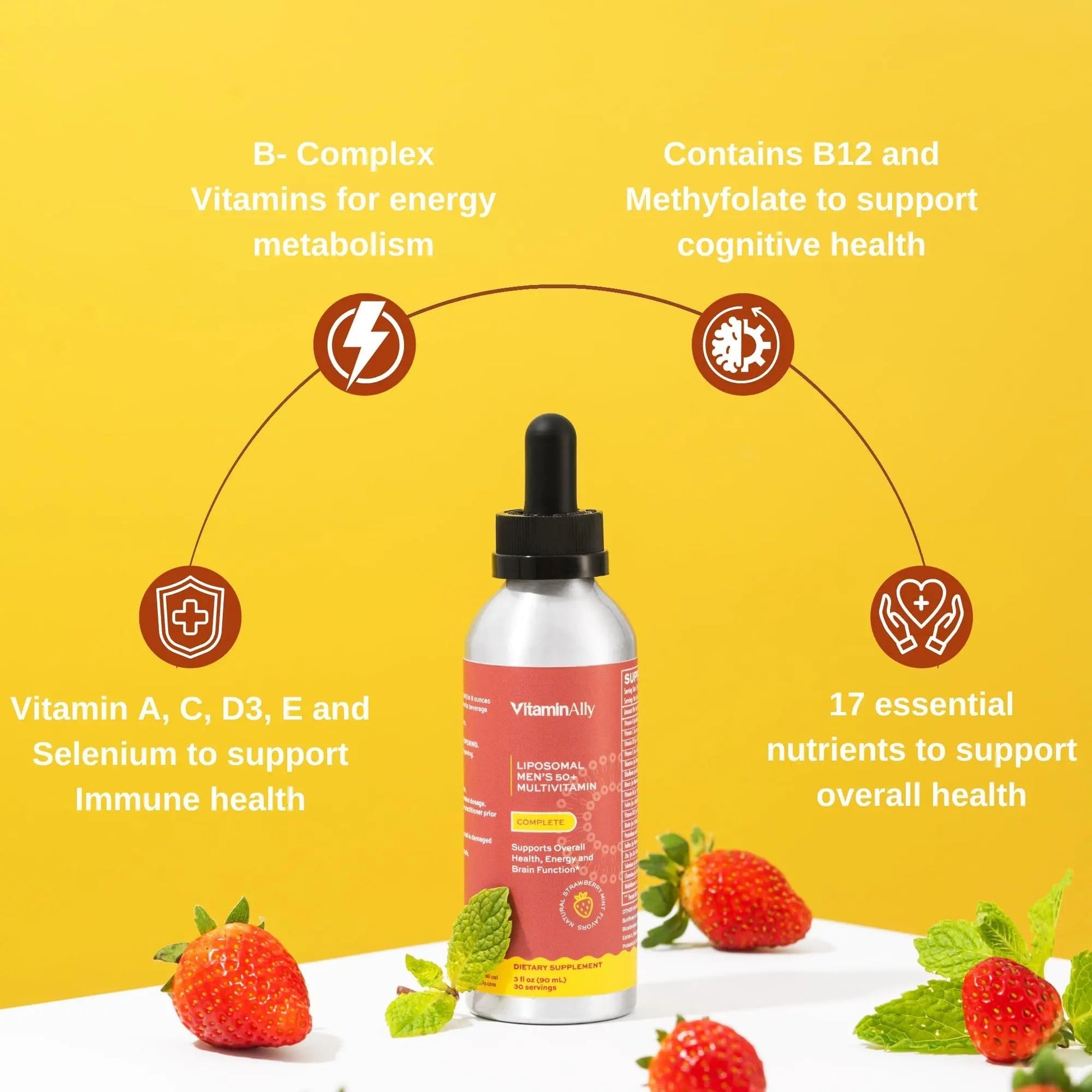 Vitaminally Liposomal Men's 50+ Liquid Multivitamin Drops | Non-GMO | Sugar Free | Gluten Free | 30 Day Supply | 3 FL Oz | VitaminallyAu supplements