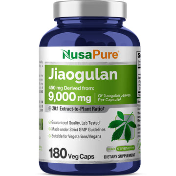 NusaPure Jiaogulan 20:1 Extract, 450 mg Equivalent to 9,000mg 180 Veggie Capsules (Vegetarian, Non-GMO, Vegan) Gynostemma Pentaphyllum NusaPureAu supplements