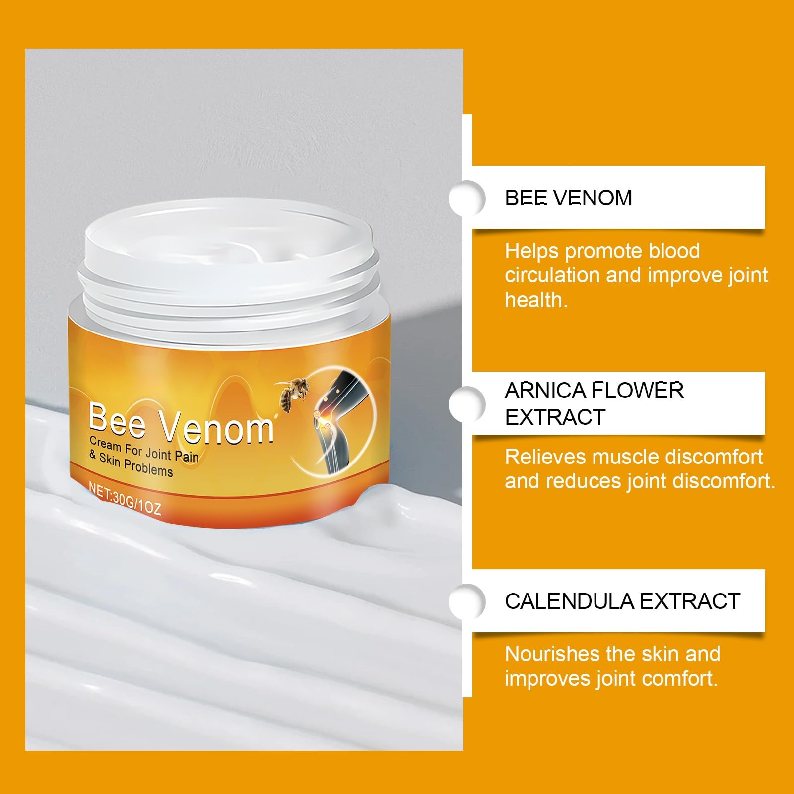 2 PCS Bee Venom Joint and Bone Cream, Bees Venoms Cream Relief Gel for Back, Knee, Hands, Neck, Feet GenericAu supplements
