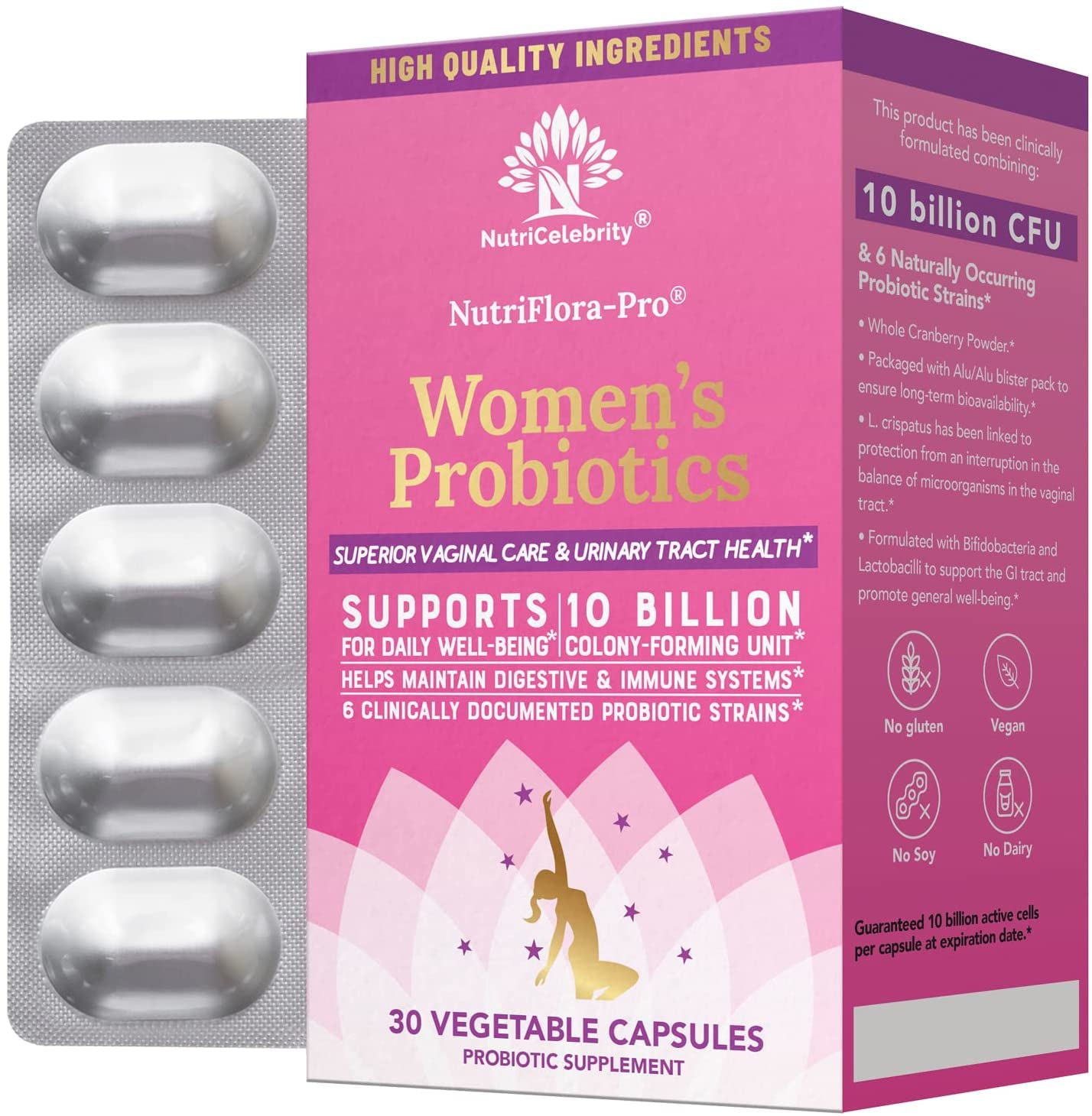 NutriCelebrity NutriFlora-Pro Probiotics for Women, Vaginal, Urinary Health, Immune System Digestive NutricelebrityAu supplements