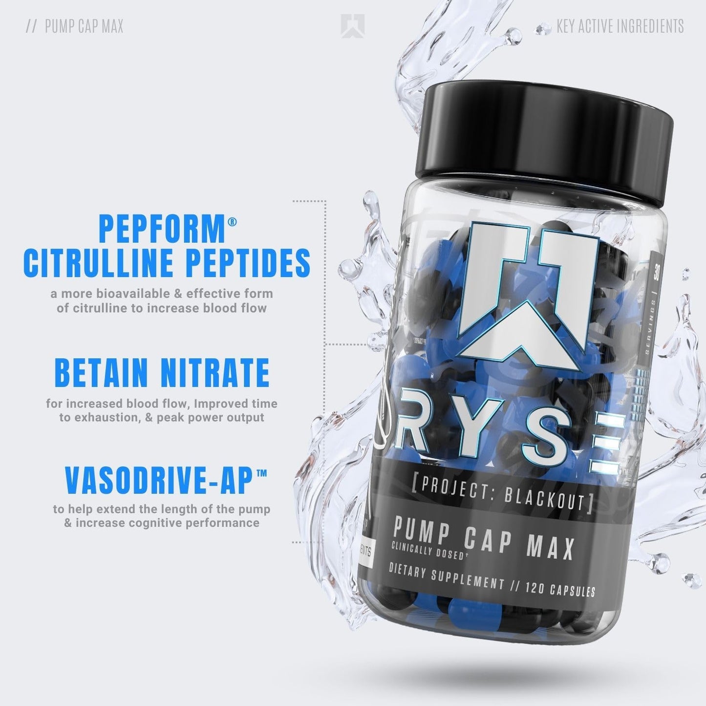 RYSE Up Supplements Project Blackout Pump Cap Max | Stimulant Free Pump Formula RYSE Up SupplementsUS supplements