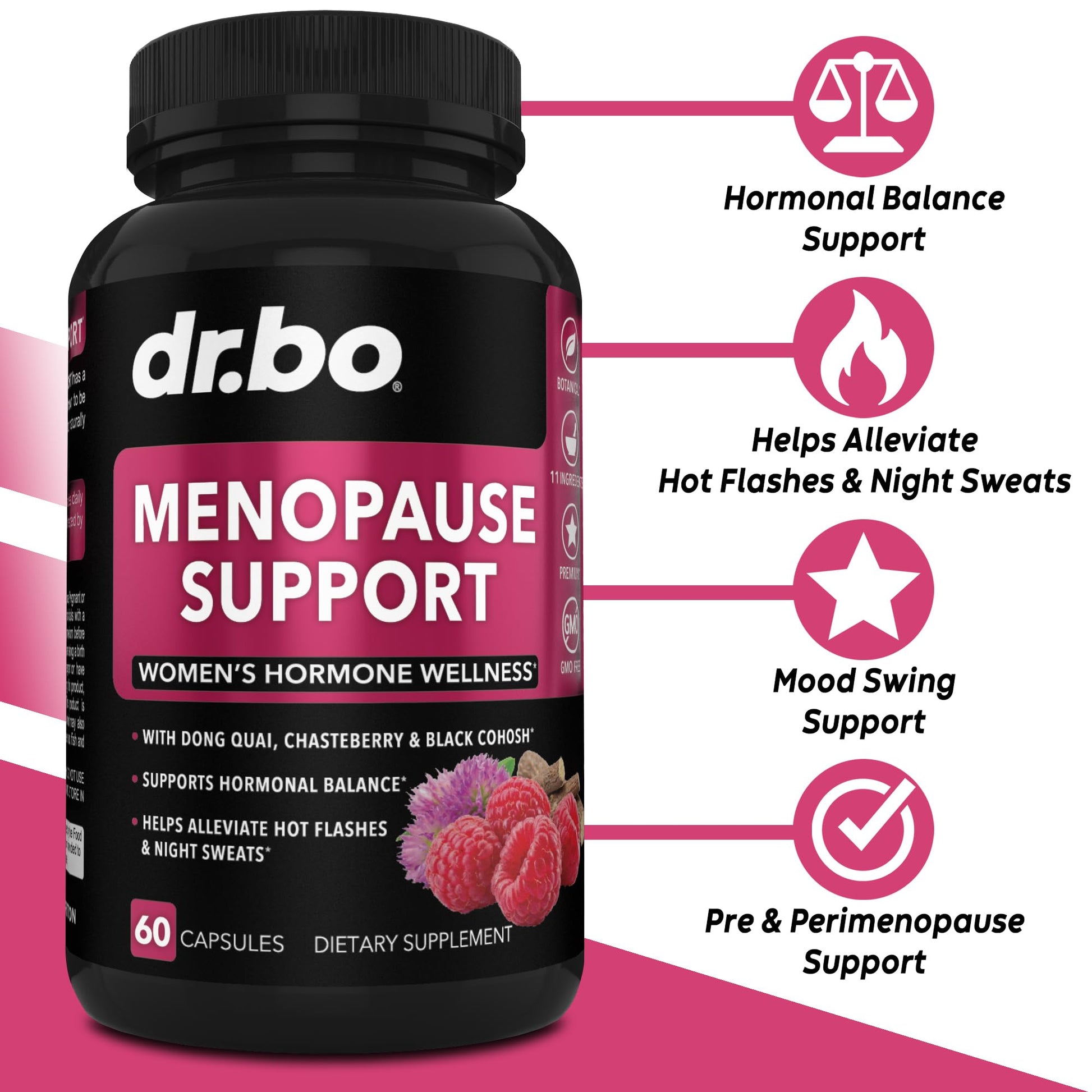 Menopause Supplements for Women Support Pills - Natural Menopause Relief for Hot Flashes, Night Sweats & Mood Swings with Dong Quai, Chasteberry & Black Cohosh - Hormone Balance for Women Supplement DR. BOAu supplements
