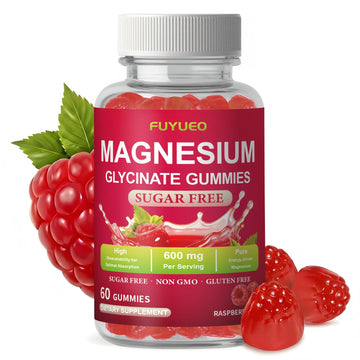 FUYUEO Magnesium Glycinate Gummies for Sleep & Relaxation, Sugar Free High Absorption Magnesium Supplement for Men & Women, Gentle on Stomach, Chewable, Raspberry, 60 Count (Pack of 1) FUYUEOAu supplements