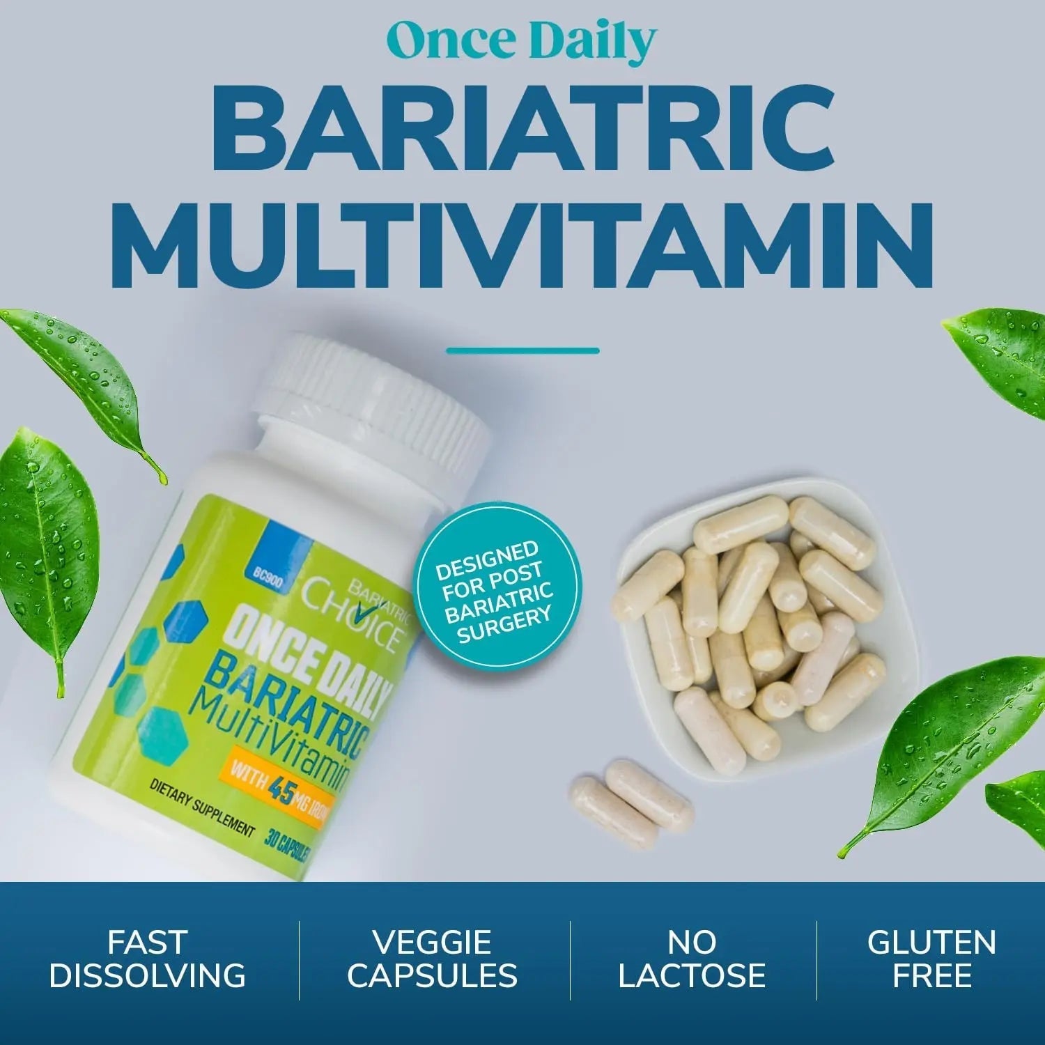 Bariatric Choice Multivitamin & Calcium Bundle (1-Month Supply) | 45mg Iron Multivitamin + 500mg Calcium Citrate with D3 & Probiotics | Bariatric ChoiceAu supplements