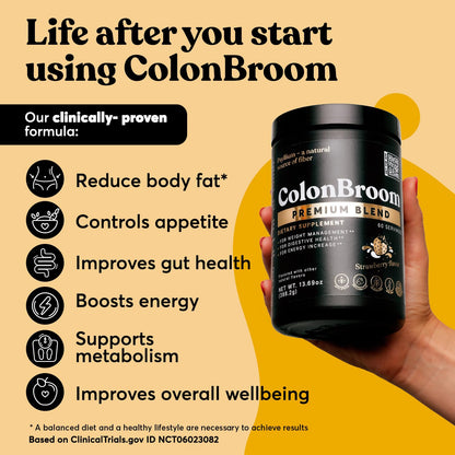 ColonBroom Premium Psyllium Husk Powder (Strawberry) - Colon Cleanse for Bloating ColonBroomUS supplements